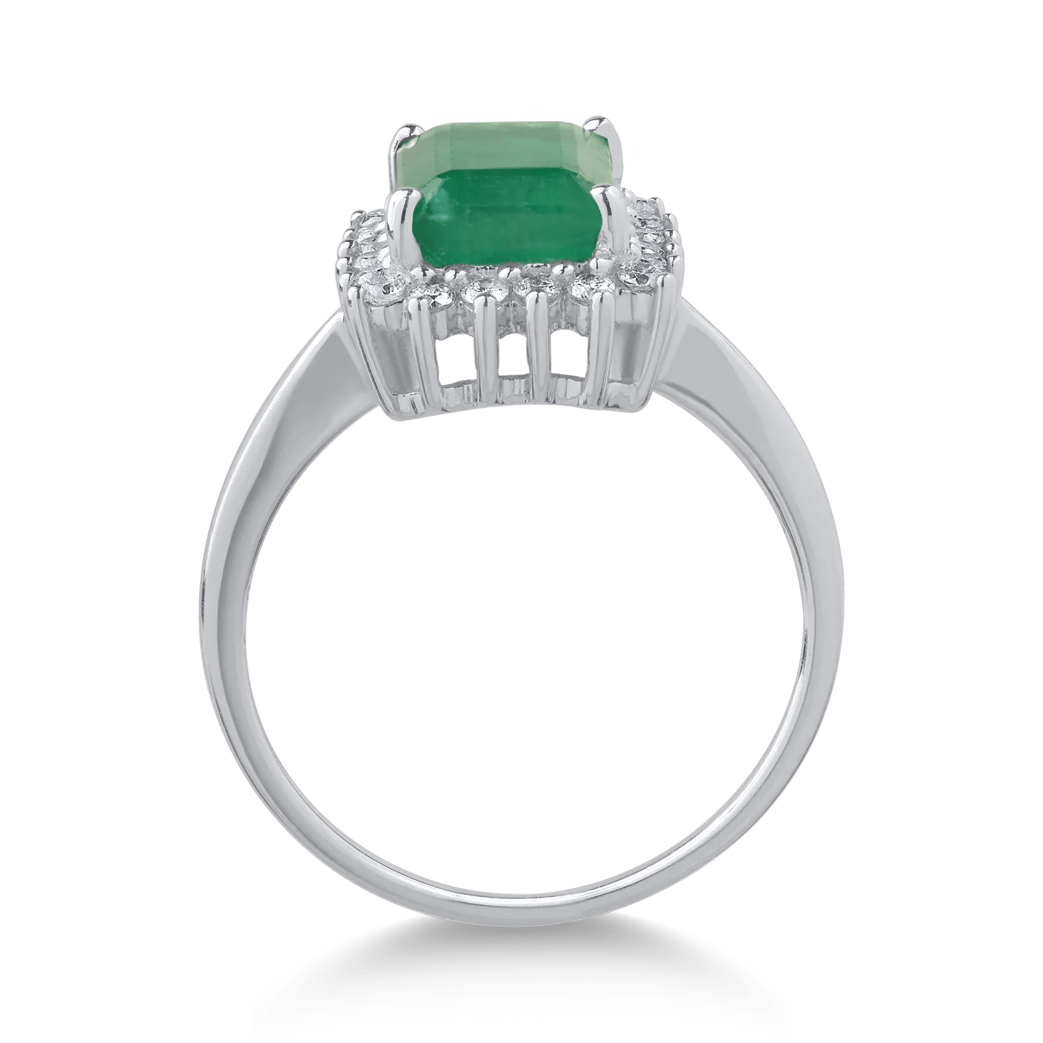 Inel din aur alb cu smarald și diamante Inel din aur alb cu smarald și diamante