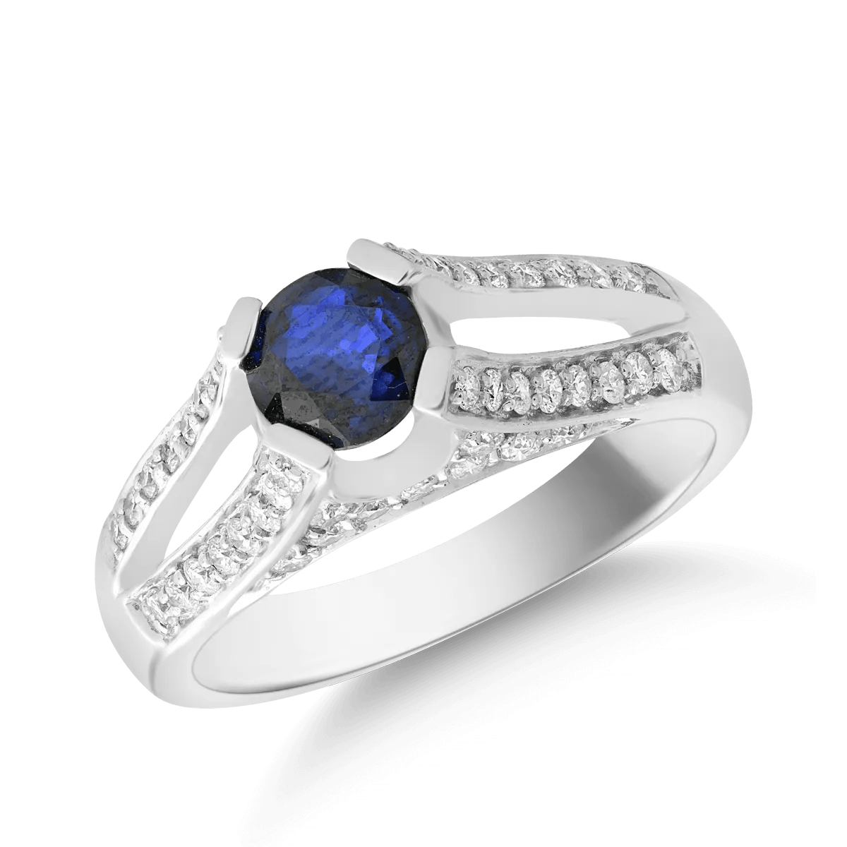 Inel din aur alb cu safir de 0.71ct și diamante de 0.51ct Inel din aur alb cu safir de 0.71ct și diamante de 0.51ct