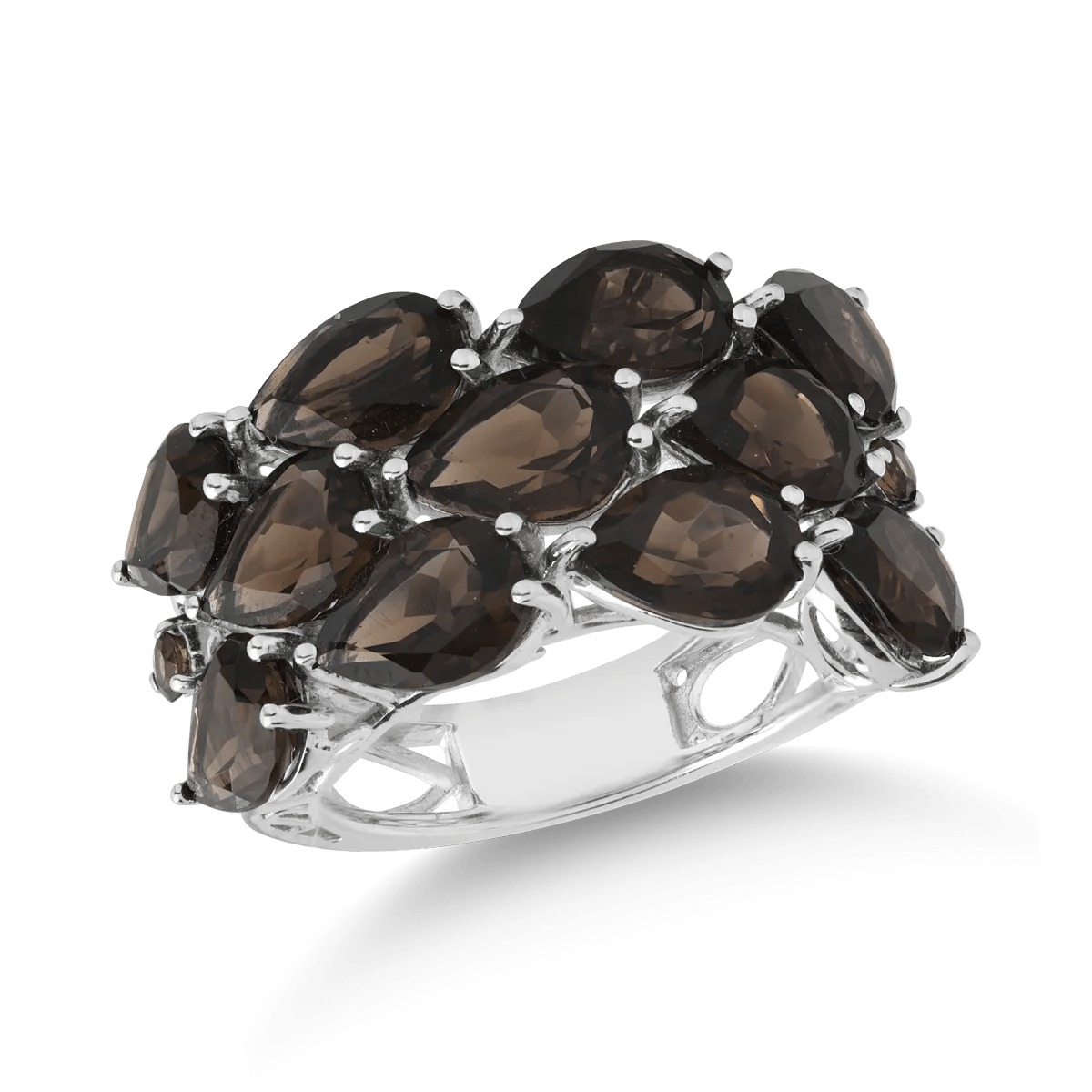 Inel din aur alb cu cuart fumuriu de 7.5ct Inel din aur alb cu cuart fumuriu de 7.5ct