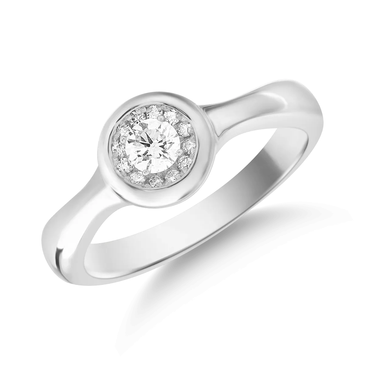 Inel din aur alb cu diamant de 0.04ct și diamante de 0.02ct Inel din aur alb cu diamant de 0.04ct și diamante de 0.02ct