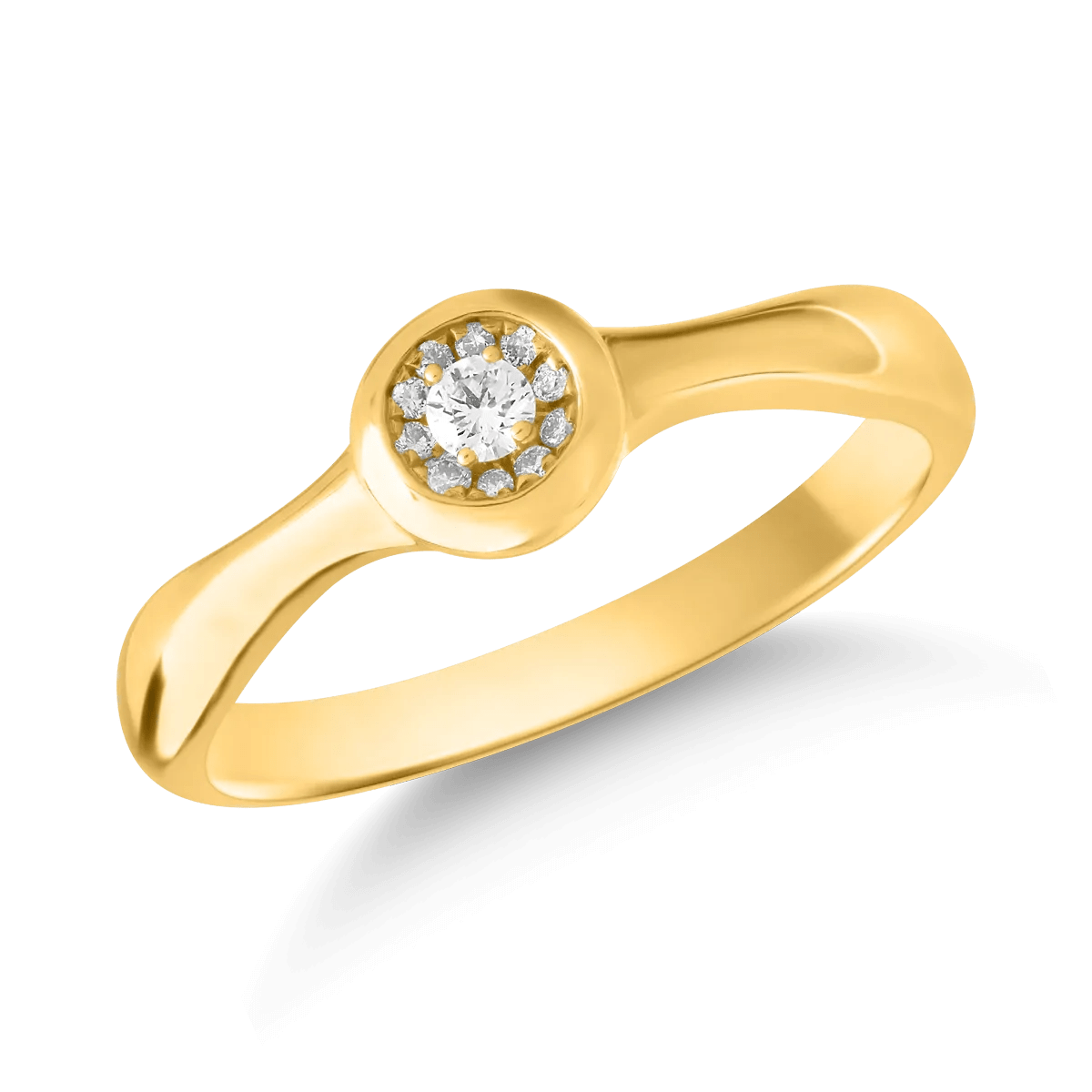 Inel din aur galben cu diamant de 0.05ct și diamante de 0.03ct Inel din aur galben cu diamant de 0.05ct și diamante de 0.03ct
