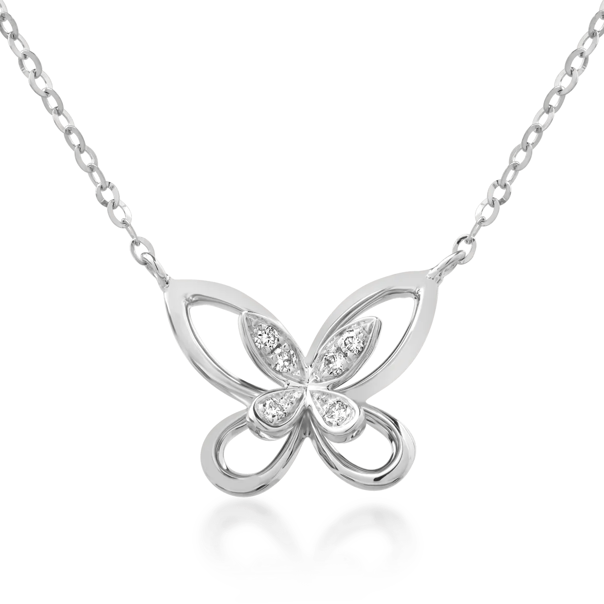 Lanț cu pandantiv din aur alb și diamante de 0.028ct Lanț cu pandantiv din aur alb și diamante de 0.028ct