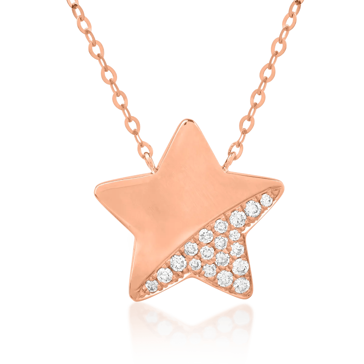 Lănțișor cu pandantiv steluță din aur roz, lapis lazuli de 1.014ct și diamante de 0.079ct Lănțișor cu pandantiv steluță din aur roz, lapis lazuli de 1.014ct și diamante de 0.079ct