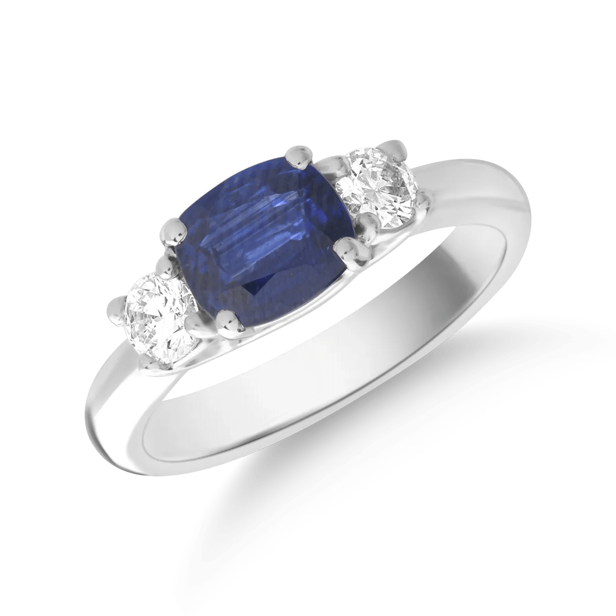 Inel din aur alb cu safir de 1.4ct și diamante de 0.3ct Inel din aur alb cu safir de 1.4ct și diamante de 0.3ct