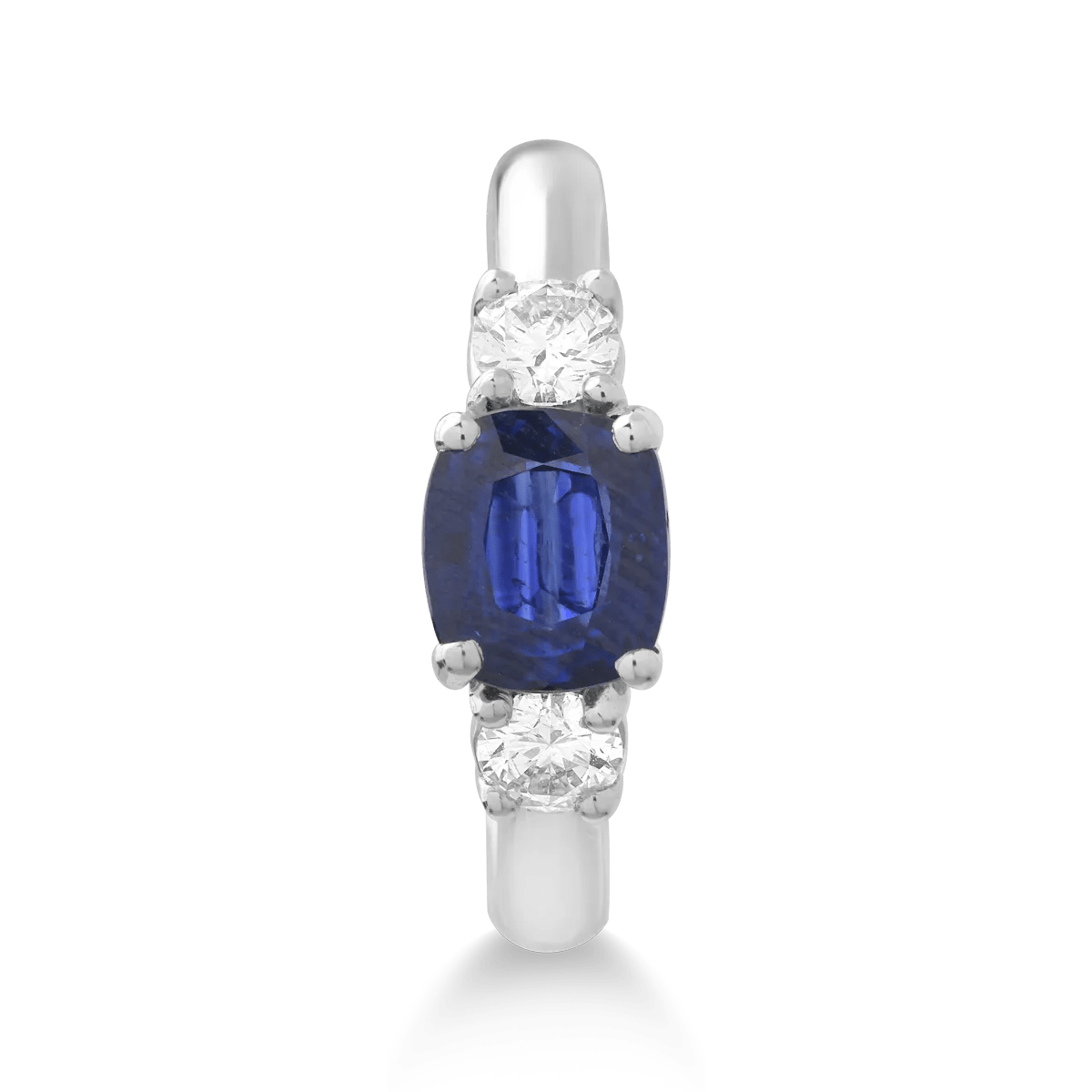 Inel din aur alb cu safir și diamante Inel din aur alb cu safir și diamante