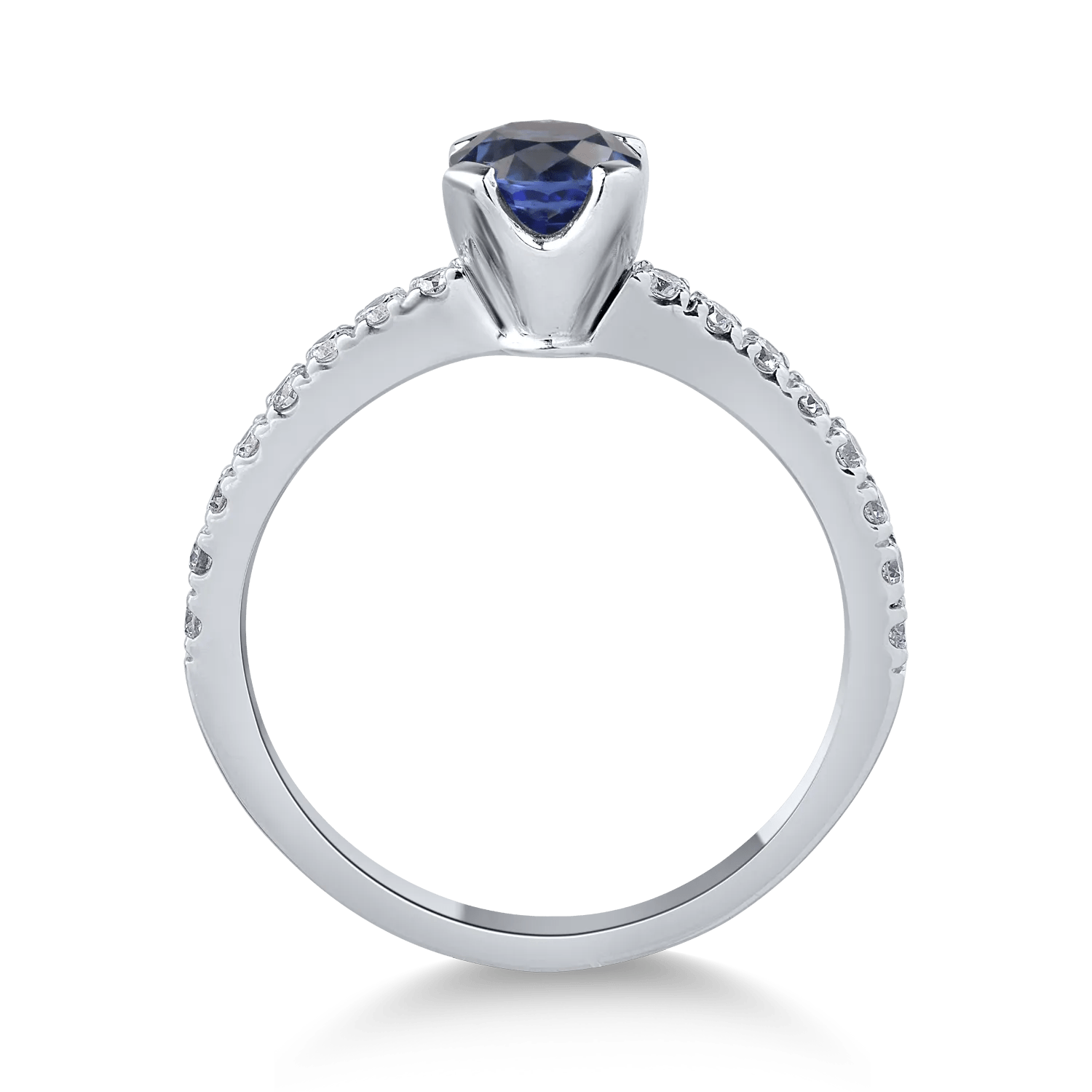 Inel din aur alb cu safir și diamante Inel din aur alb cu safir și diamante