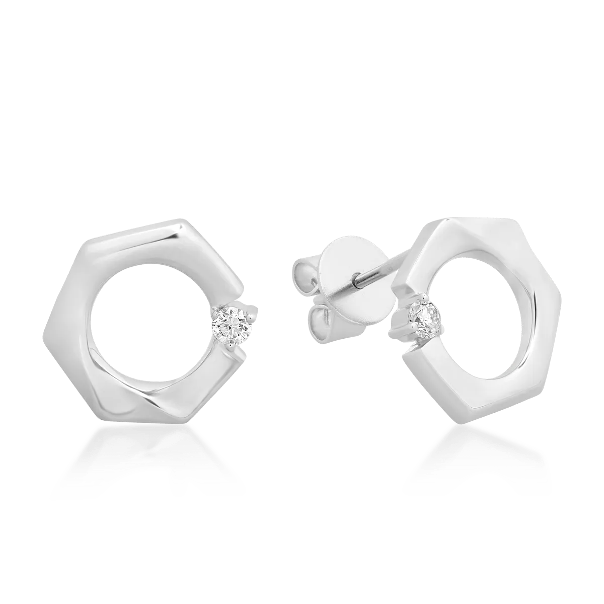 Cercei din aur alb cu diamant de 0.069ct Cercei din aur alb cu diamant de 0.069ct