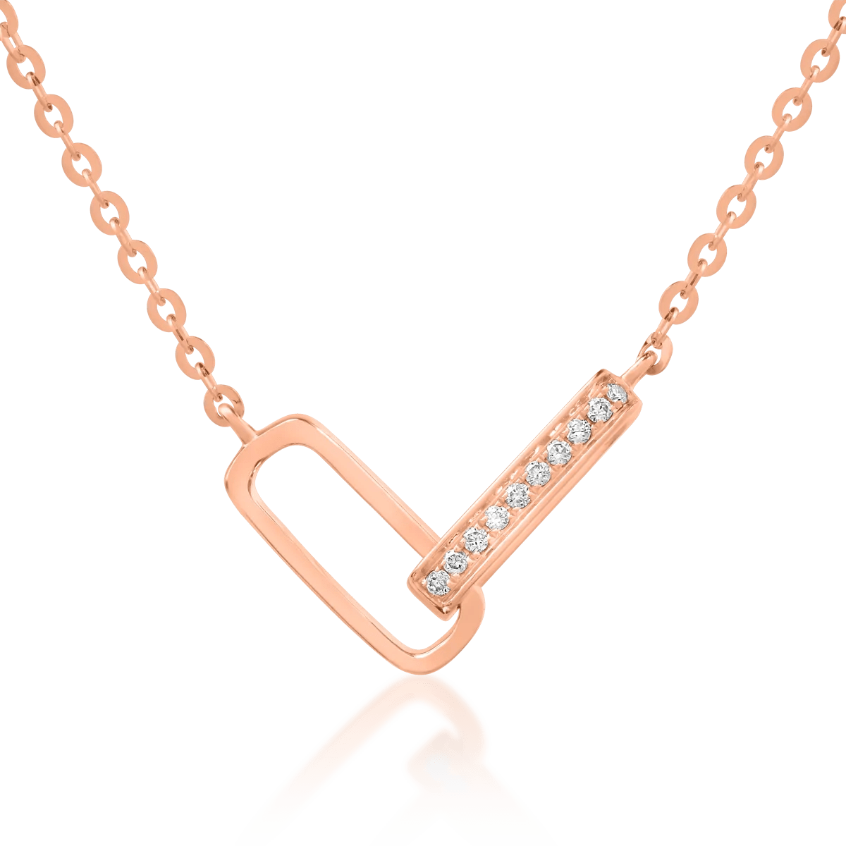 Lanț aur roz cu pandantiv și diamante 0.025ct Lanț aur roz cu pandantiv și diamante 0.025ct