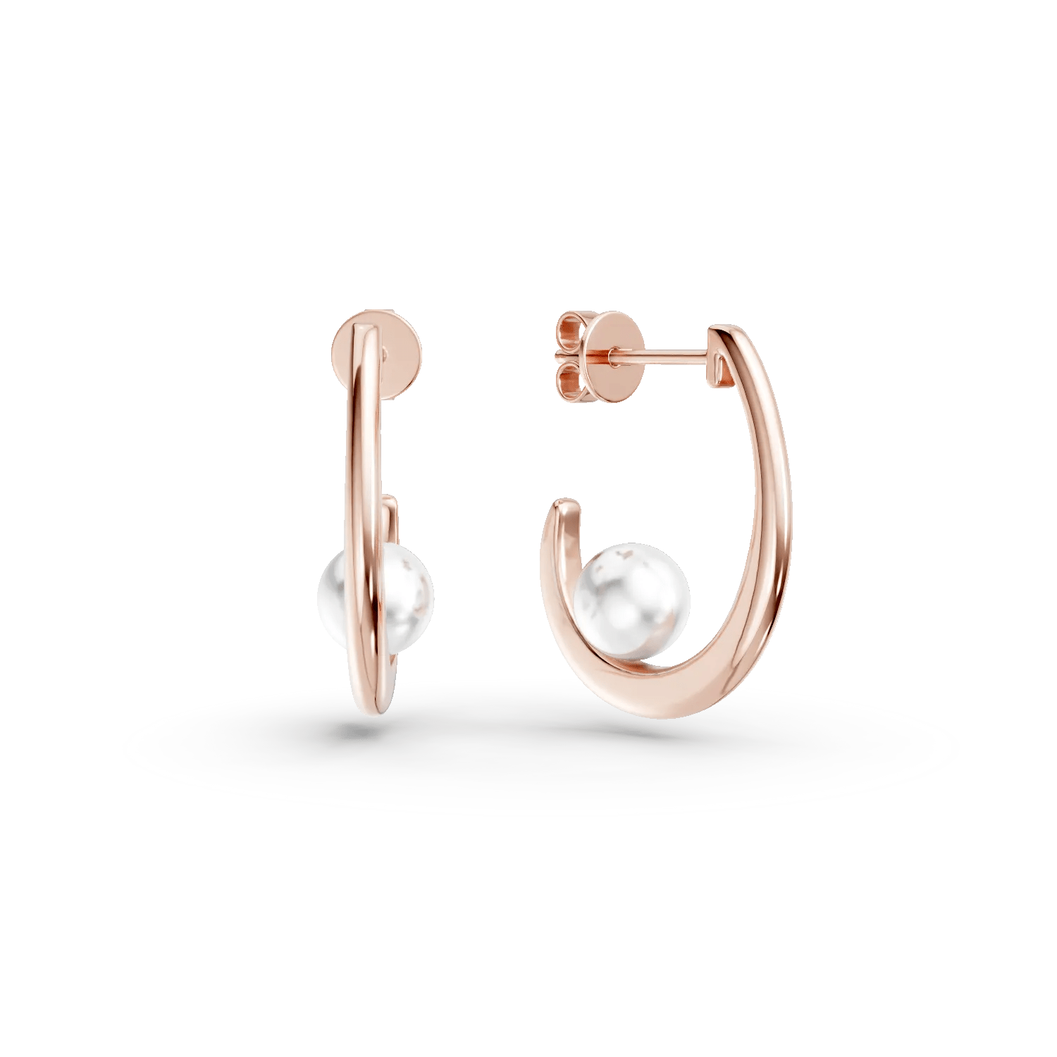 Cercei din aur roz cu perle de apă dulce de 4.285ct Cercei din aur roz cu perle de apă dulce de 4.285ct