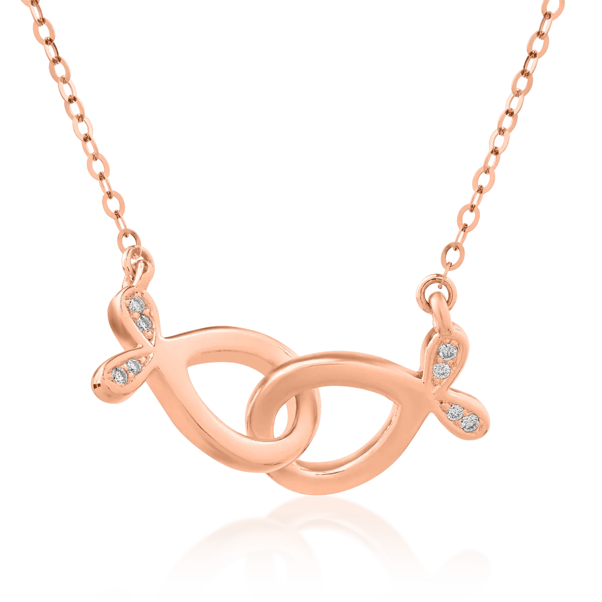 Lanț cu pandantiv din aur roz, diamante 0.016ct Lanț cu pandantiv din aur roz, diamante 0.016ct