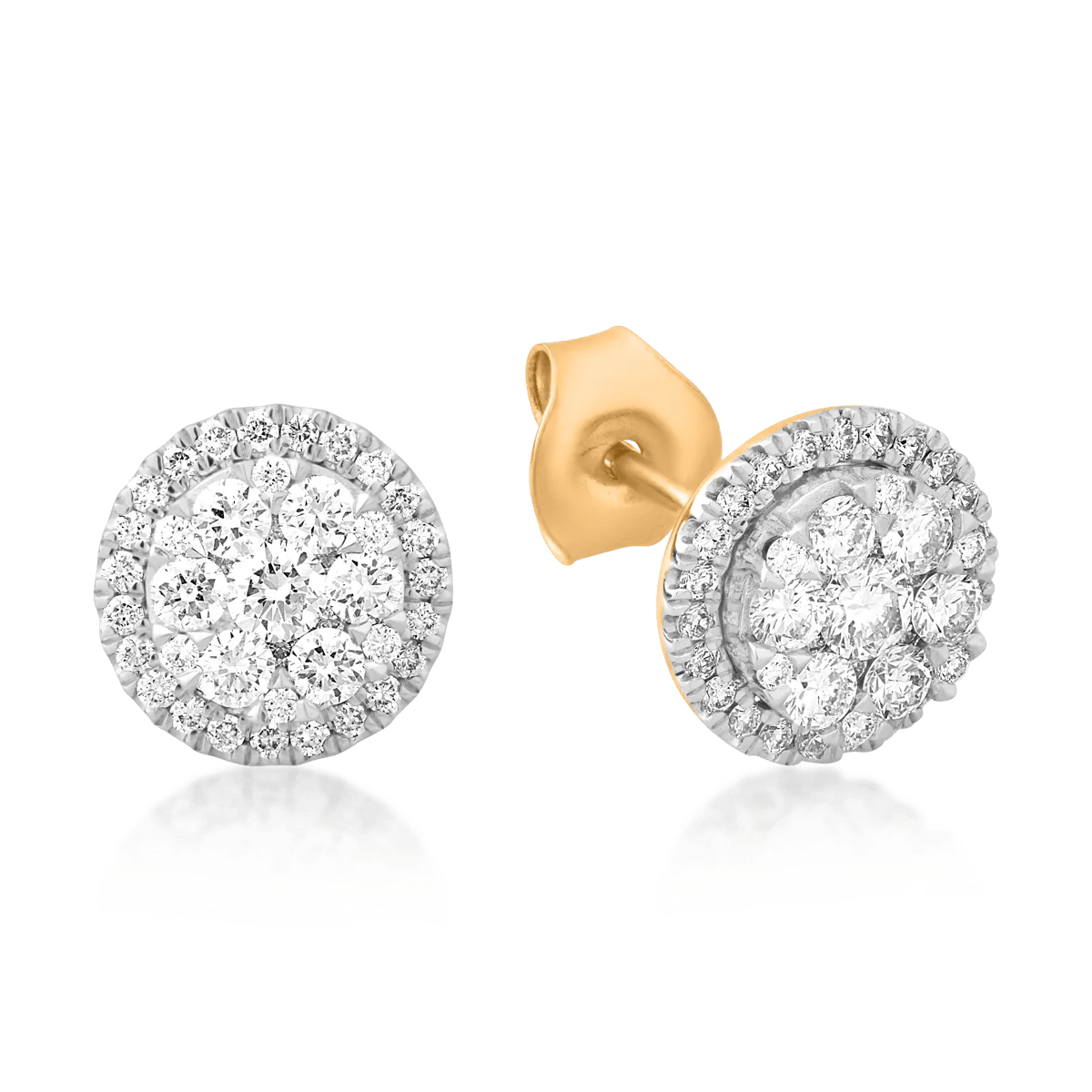 Cercei din aur alb-galben cu diamante de 0.652ct Cercei din aur alb-galben cu diamante de 0.652ct