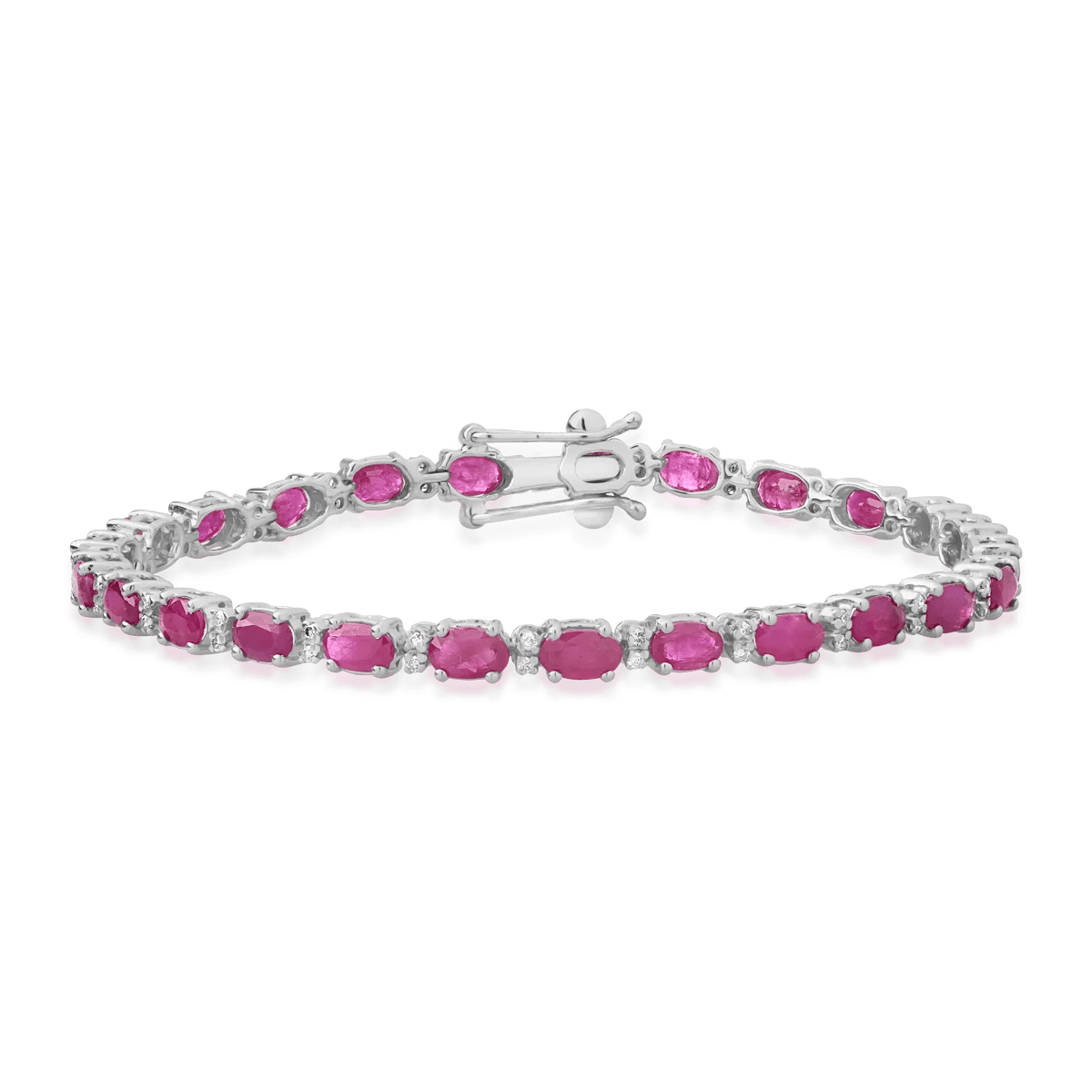 Brățară tennis din aur alb cu rubine ovale de 7.16ct și diamante de 0.31ct Brățară tennis din aur alb cu rubine ovale de 7.16ct și diamante de 0.31ct