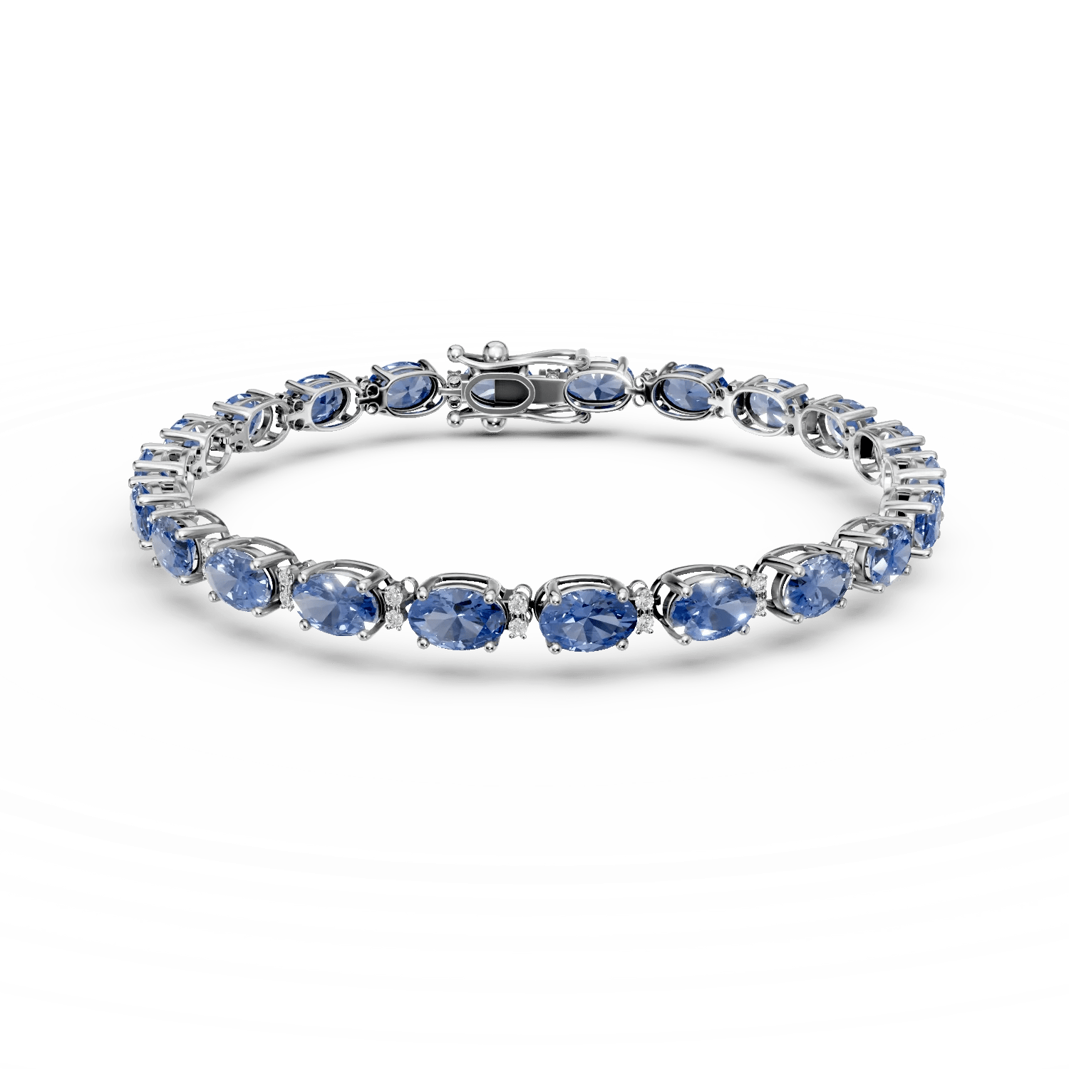 Brățară tennis din aur alb cu tanzanite de 10.66ct și diamante de 0.25ct Brățară tennis din aur alb cu tanzanite de 10.66ct și diamante de 0.25ct