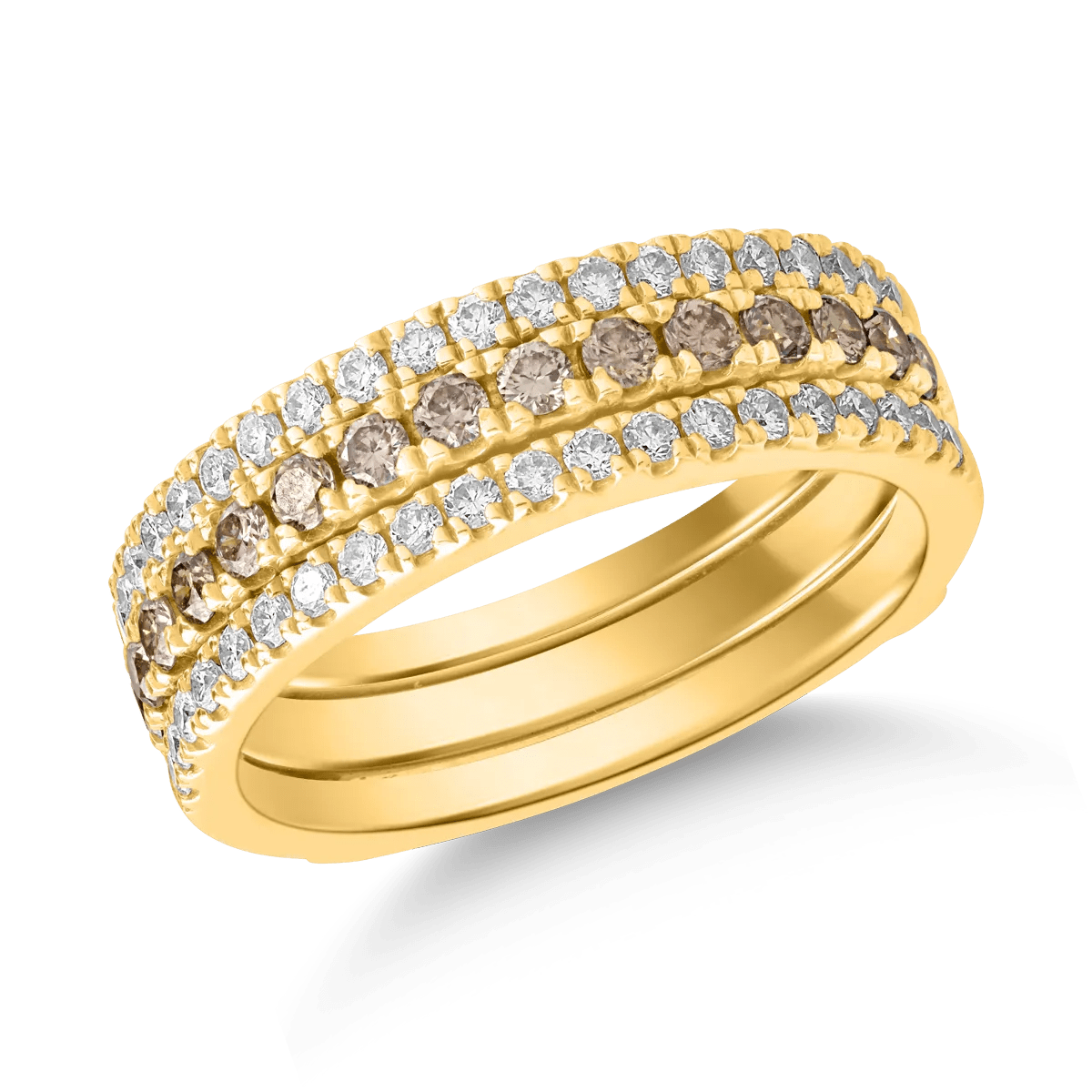 Inel din aur galben cu diamante maro 0.33ct și diamante transparente 0.34ct Inel din aur galben cu diamante maro 0.33ct și diamante transparente 0.34ct