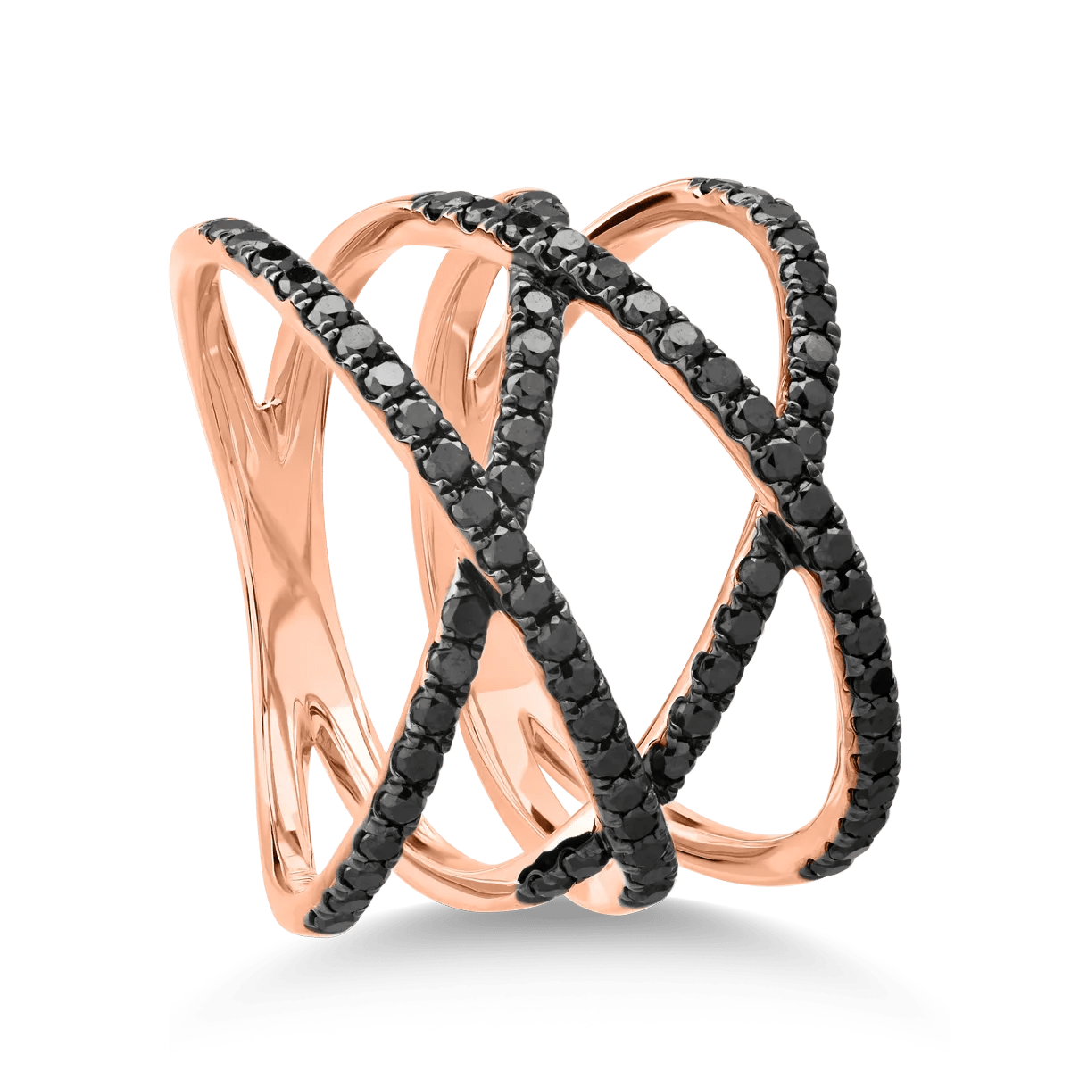 Inel din aur roz cu diamante negre, 0.7ct Inel din aur roz cu diamante negre, 0.7ct