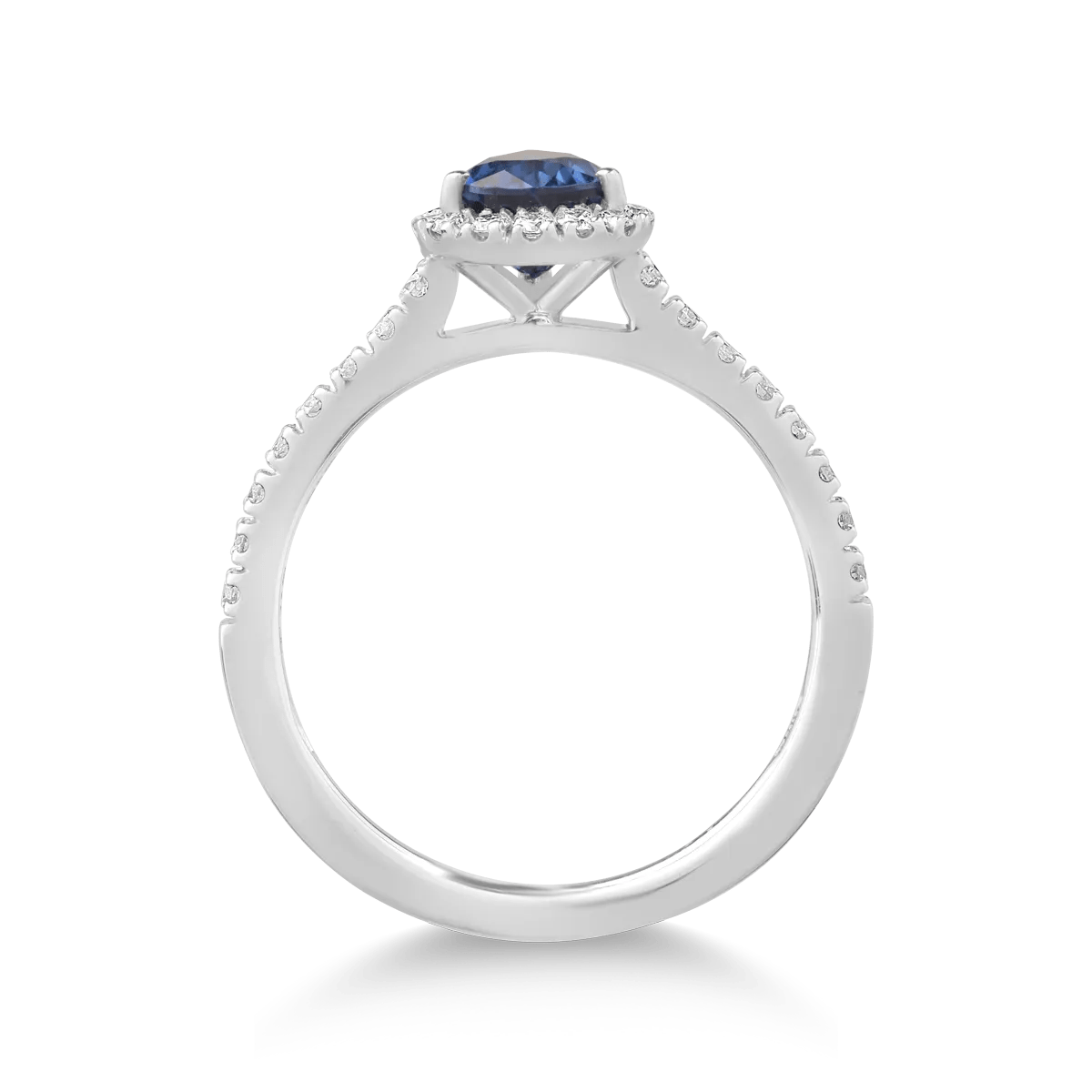 Inel din aur alb cu safir și diamante Inel din aur alb cu safir și diamante
