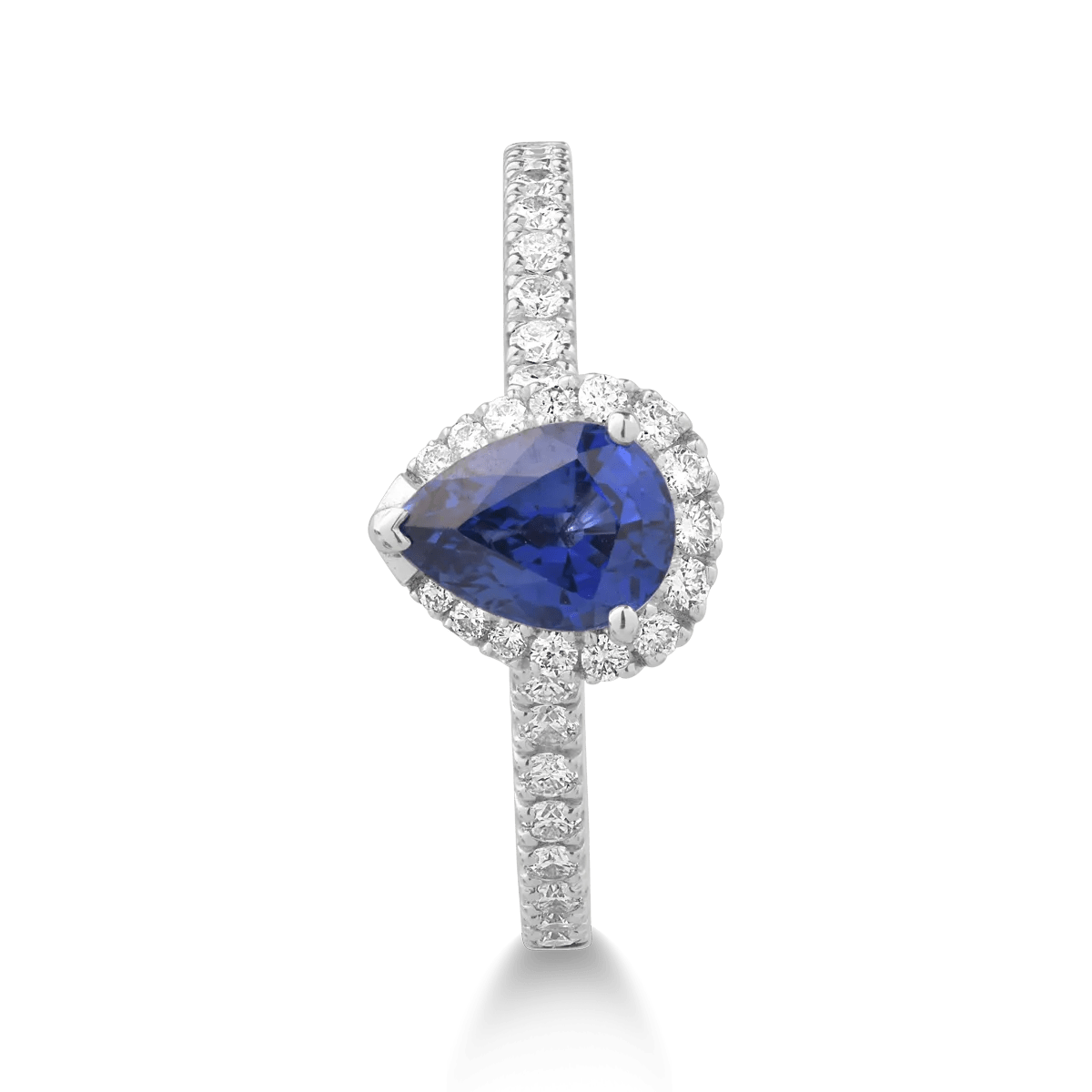 Inel din aur alb cu safir și diamante Inel din aur alb cu safir și diamante