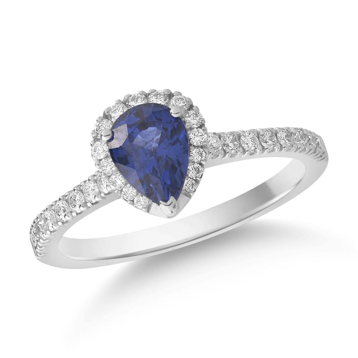 Inel aur alb cu safir 1.07ct și diamante 0.3ct Inel aur alb cu safir 1.07ct și diamante 0.3ct