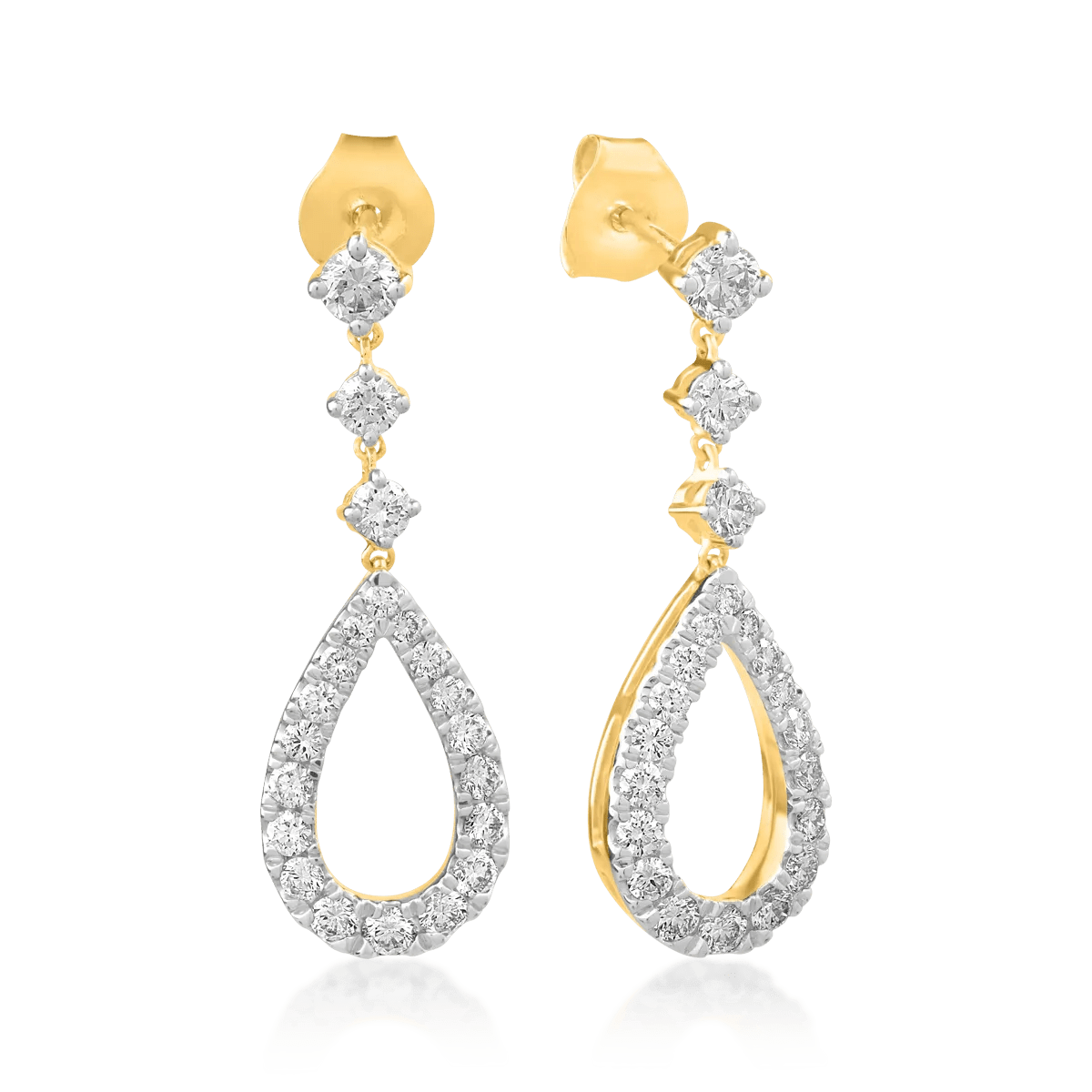 Cercei din aur galben cu diamante de 0.925ct Cercei din aur galben cu diamante de 0.925ct