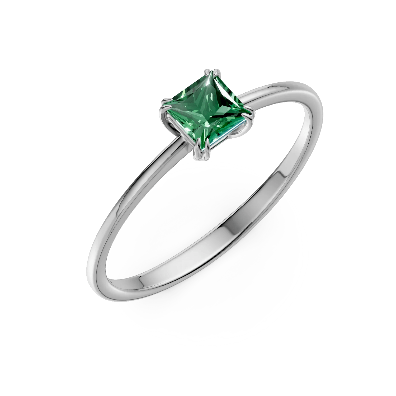 Inel din aur alb cu smarald solitaire de 0.4ct Inel din aur alb cu smarald solitaire de 0.4ct