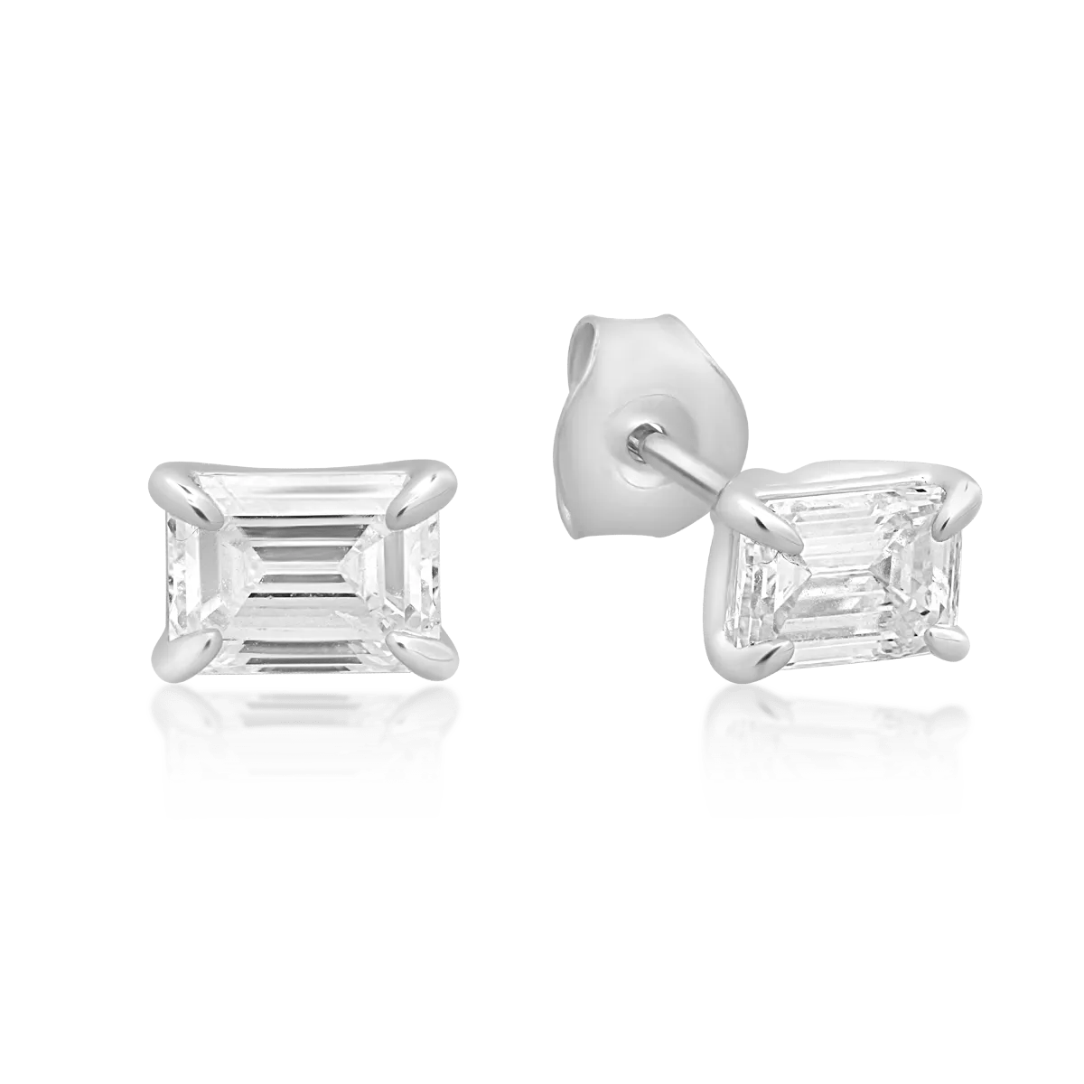 Cercei din aur alb cu diamante emerald de 0.8ct Cercei din aur alb cu diamante emerald de 0.8ct
