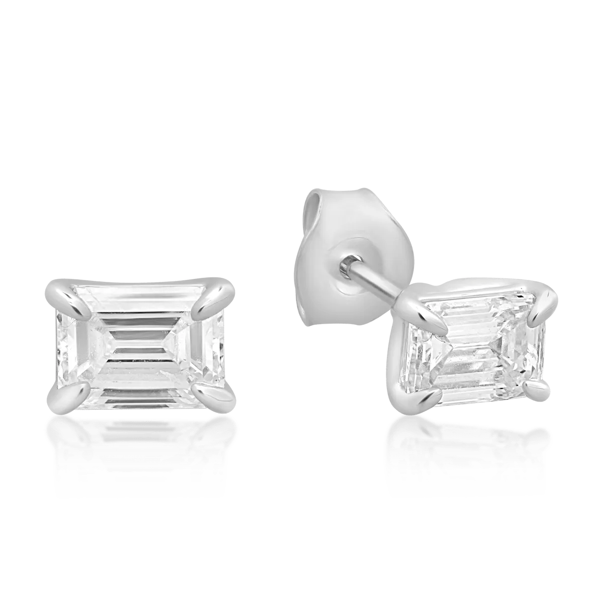 Cercei din aur alb cu diamante emerald de 1.2ct Cercei din aur alb cu diamante emerald de 1.2ct
