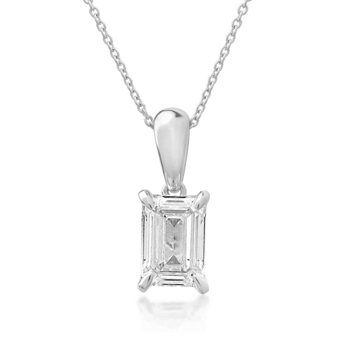 Lanț cu pandantiv din aur alb, diamant emerald 1.01ct Lanț cu pandantiv din aur alb, diamant emerald 1.01ct