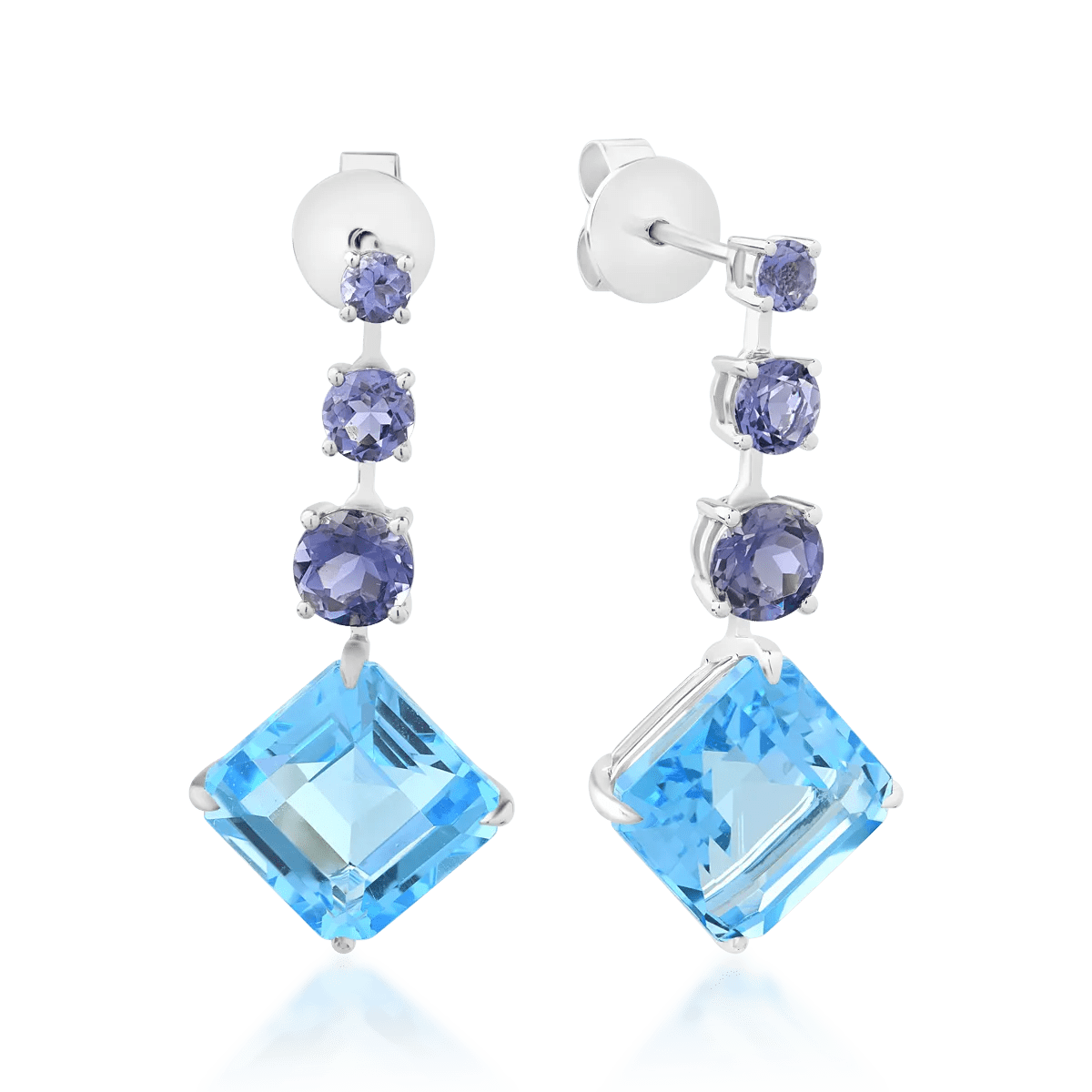 Cercei din aur alb cu topaze albastre de 11.4ct și iolite de 1.7ct Cercei din aur alb cu topaze albastre de 11.4ct și iolite de 1.7ct