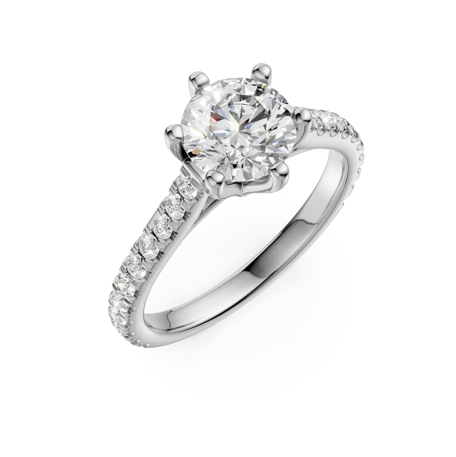 Inel de logodnă din aur alb cu diamant de 1.3ct și diamante de 0.3ct Inel de logodnă din aur alb cu diamant de 1.3ct și diamante de 0.3ct