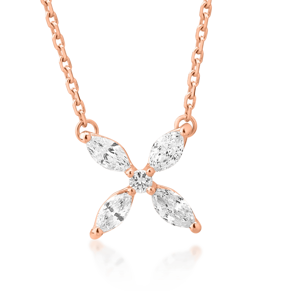 Lant cu pandantiv din aur roz cu diamante marquise și rotunde de 0.33ct – Teilor Lant cu pandantiv din aur roz cu diamante marquise și rotunde de 0.33ct – Teilor