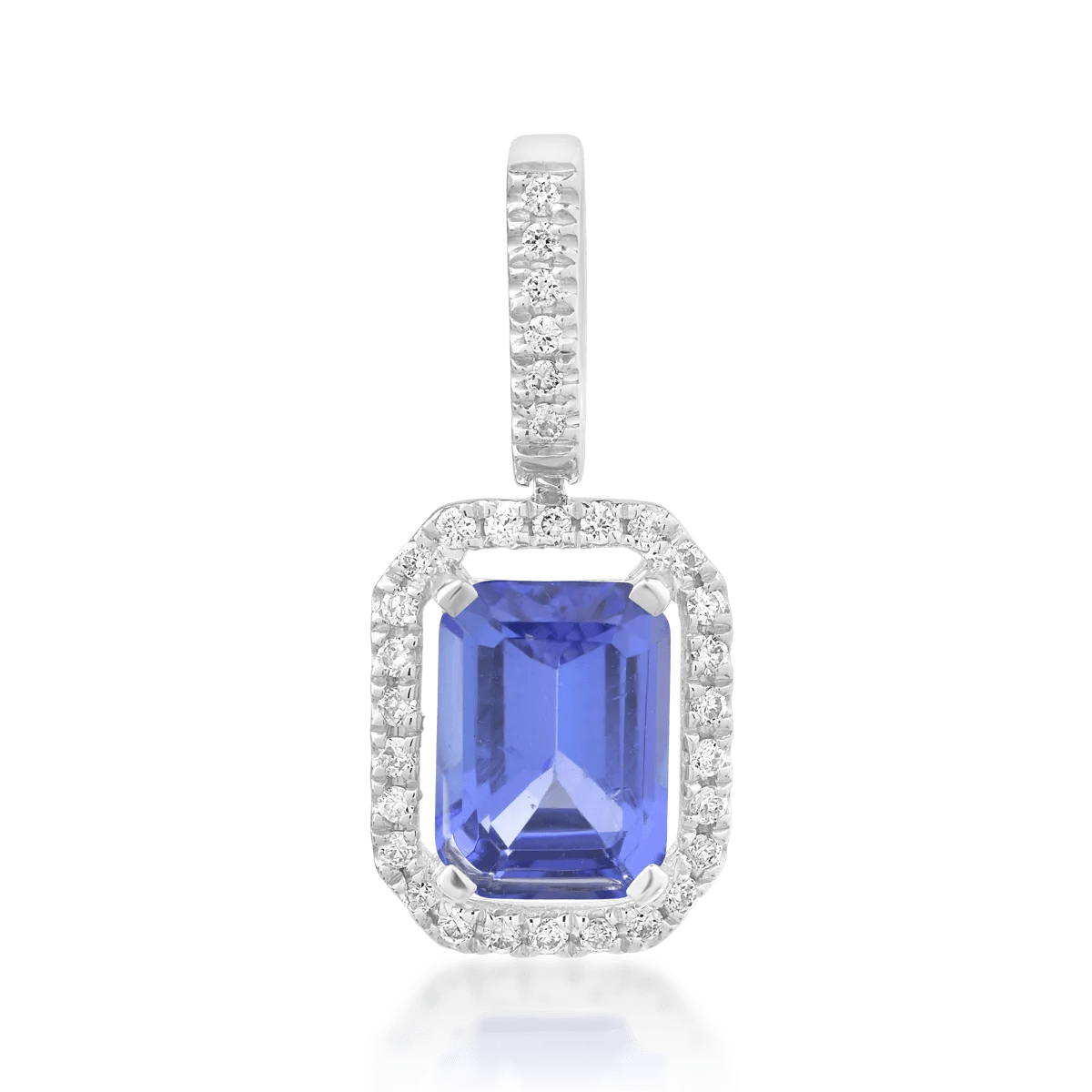 Pandantiv din aur alb cu tanzanit de 1.14ct și diamante de 0.095ct Pandantiv din aur alb cu tanzanit de 1.14ct și diamante de 0.095ct