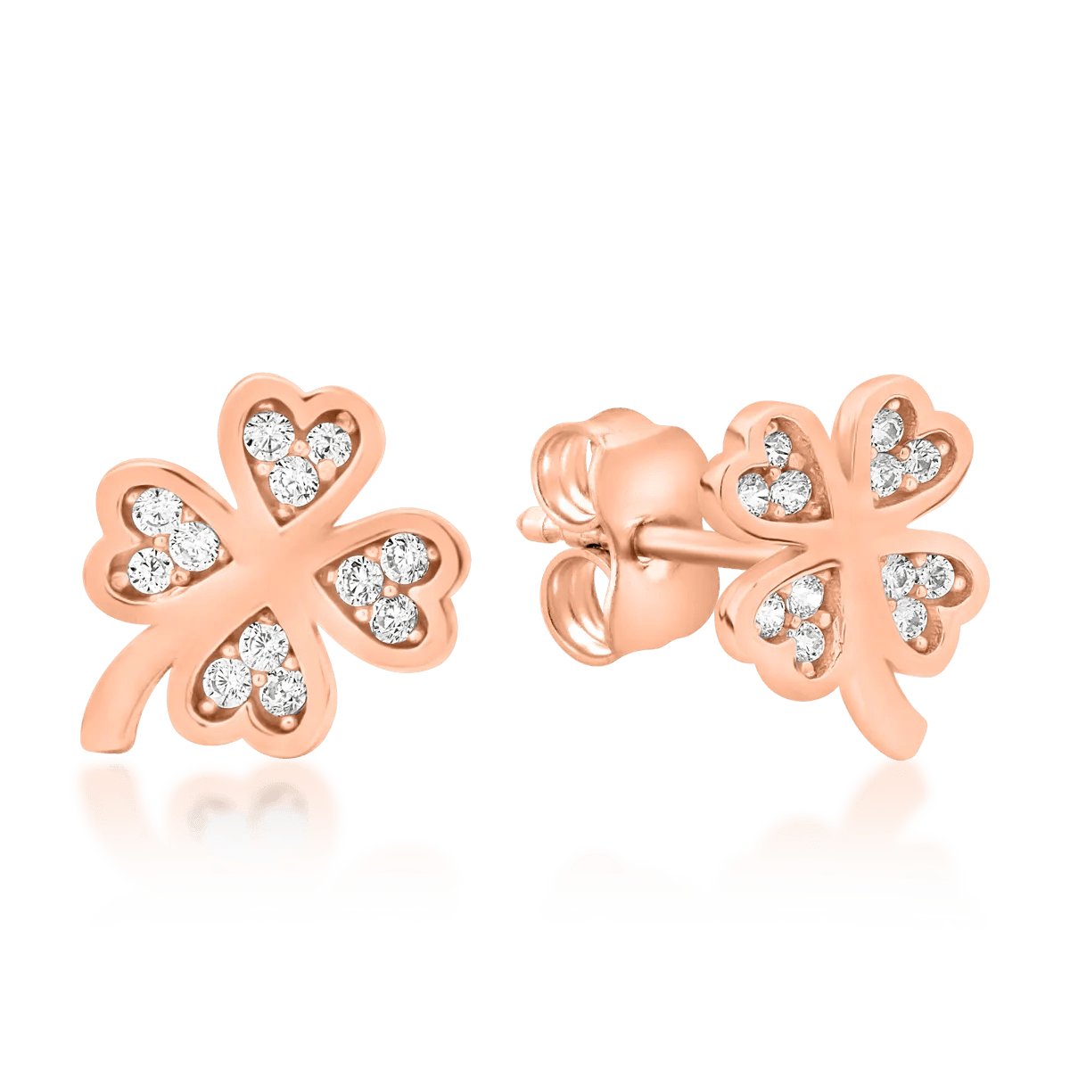 Cercei trifoi din aur roz Cercei trifoi din aur roz