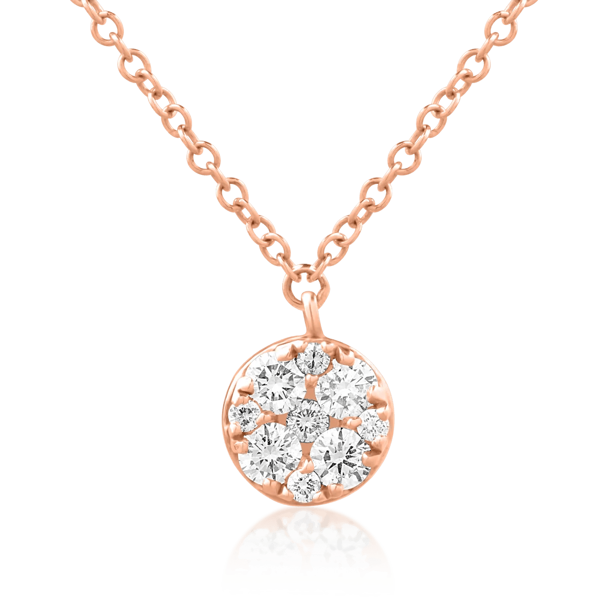 Lanț cu pandantiv din aur roz cu diamante de 0.23ct Lanț cu pandantiv din aur roz cu diamante de 0.23ct