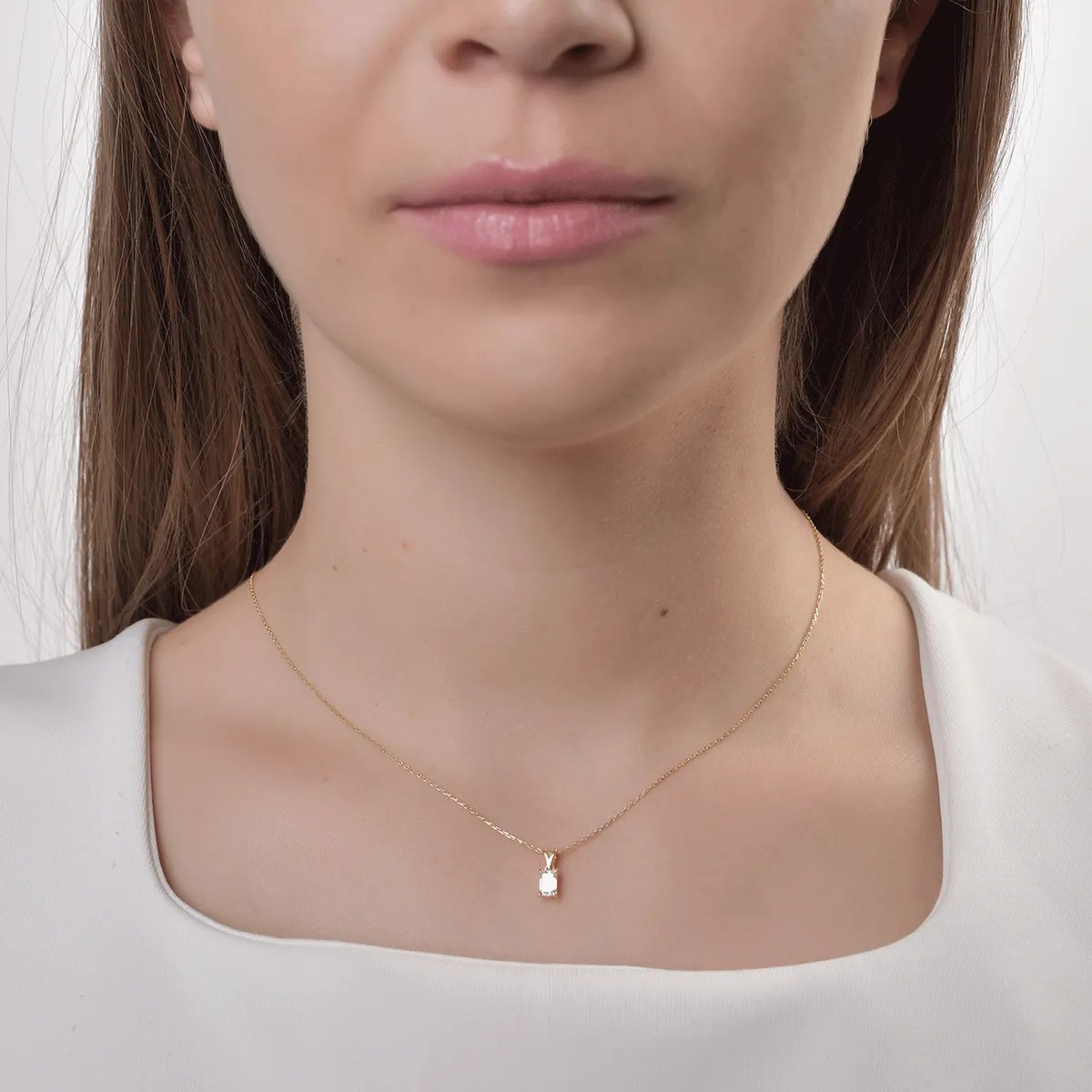 Lanț aur galben cu diamant emerald 0.3ct Lanț aur galben cu diamant emerald 0.3ct