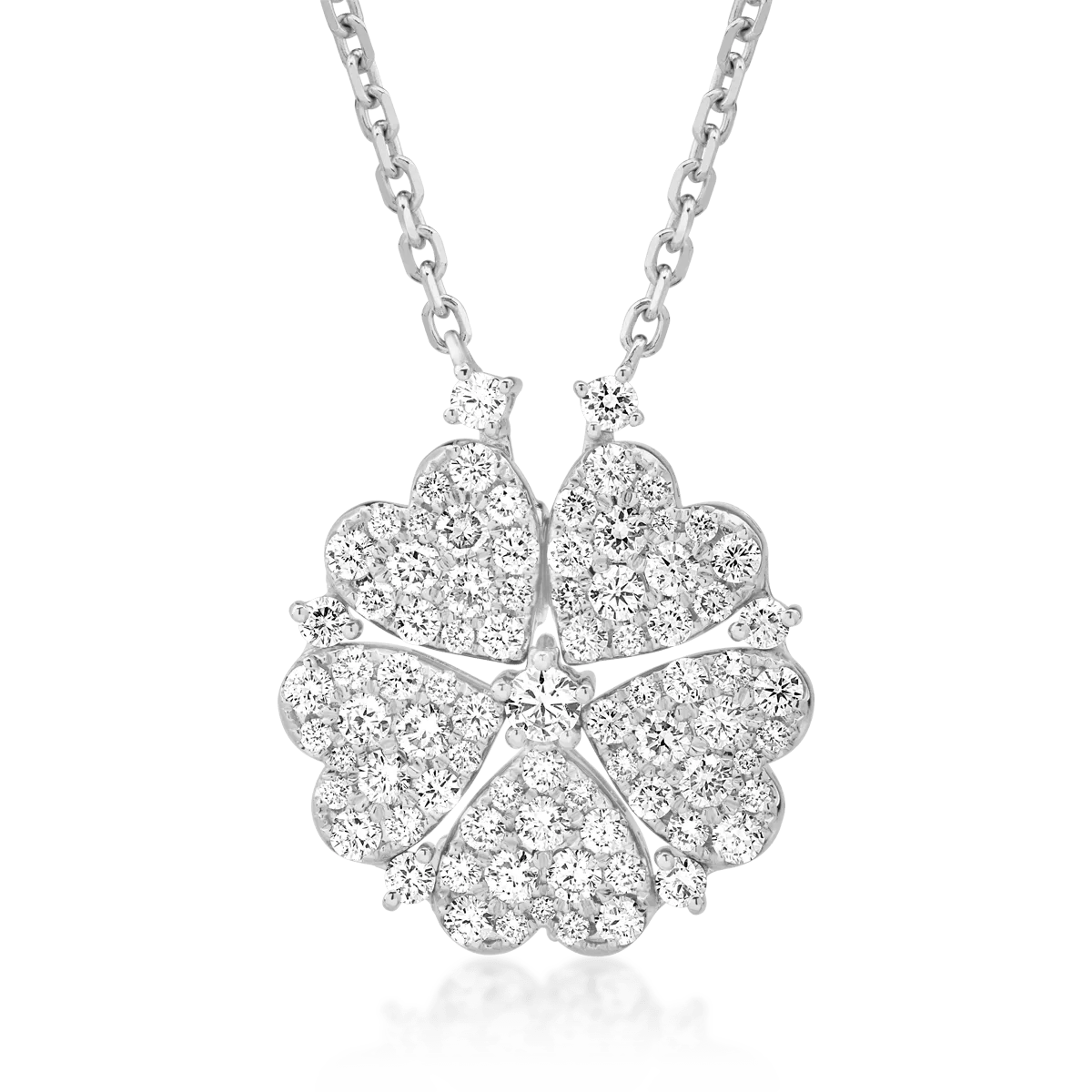 Lanț cu pandantiv din aur alb cu diamant de 0.09ct și diamante de 1.72ct Lanț cu pandantiv din aur alb cu diamant de 0.09ct și diamante de 1.72ct