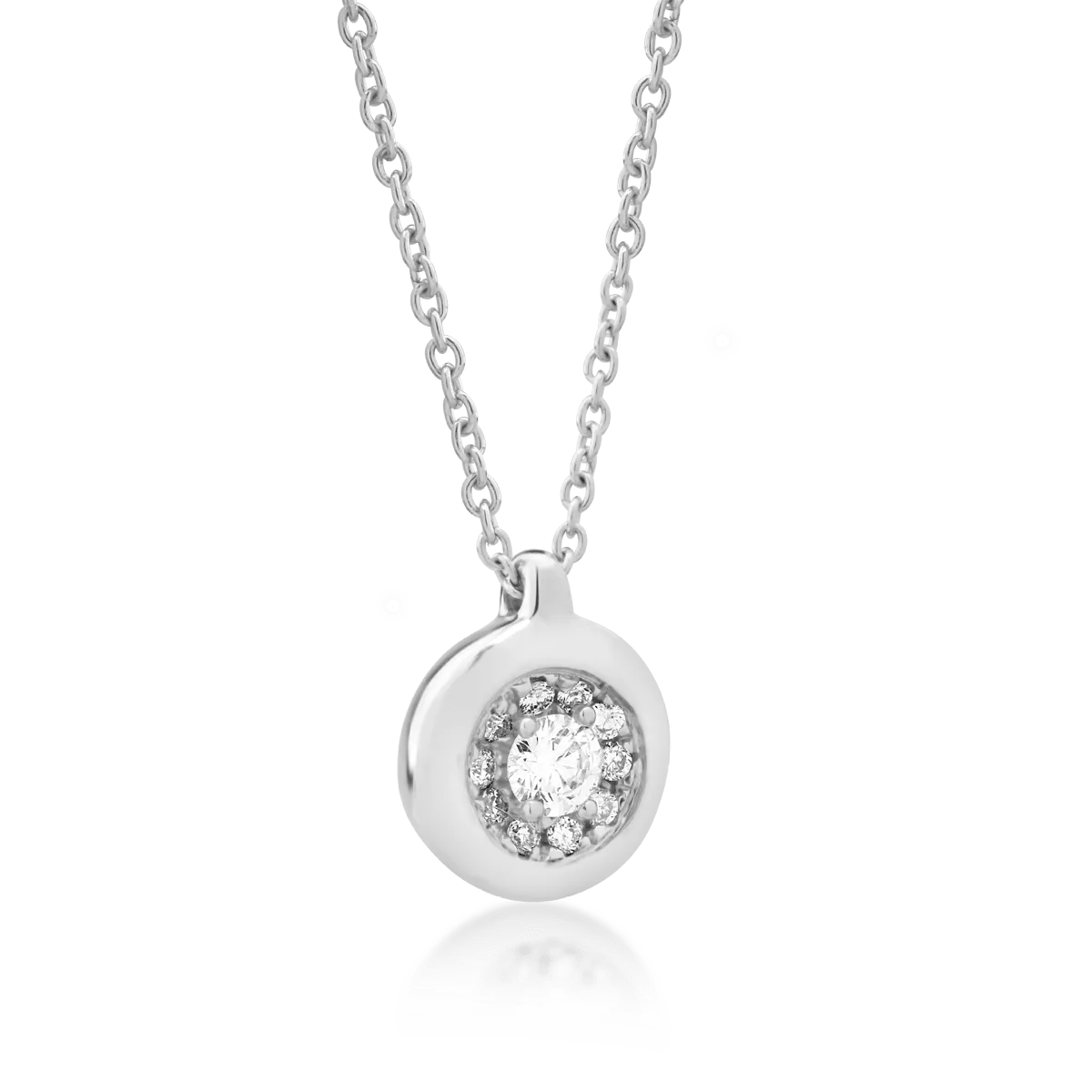 Lanț aur alb cu pandantiv diamant 0.05ct Lanț aur alb cu pandantiv diamant 0.05ct