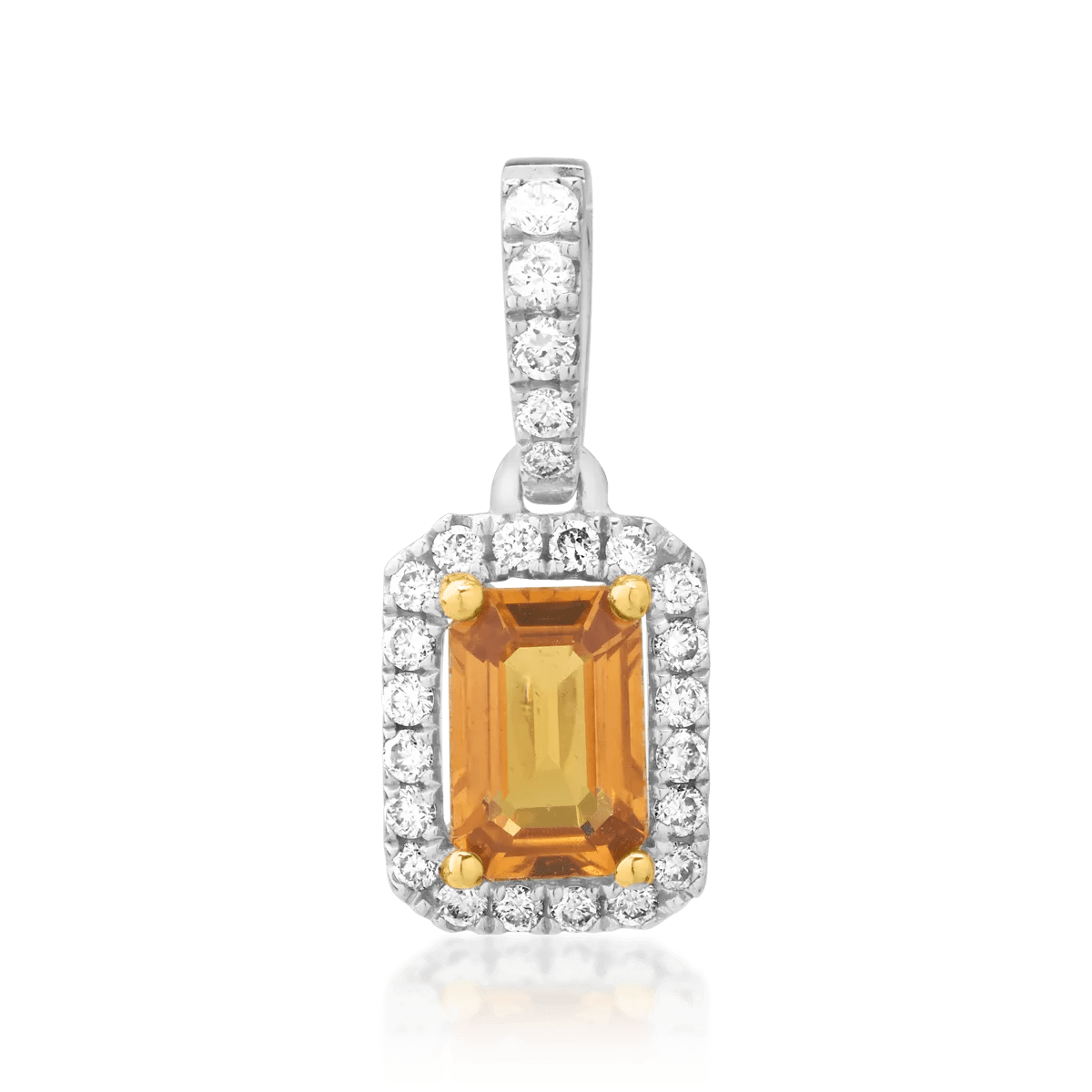 Pandantiv din aur alb cu safir galben de 0.55ct și diamante de 0.16ct Pandantiv din aur alb cu safir galben de 0.55ct și diamante de 0.16ct