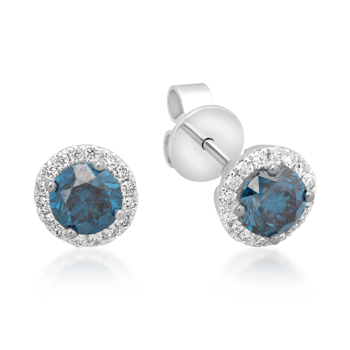 Cercei din aur alb cu diamante albastre 0.39ct și diamante transparente 0.09ct Cercei din aur alb cu diamante albastre 0.39ct și diamante transparente 0.09ct