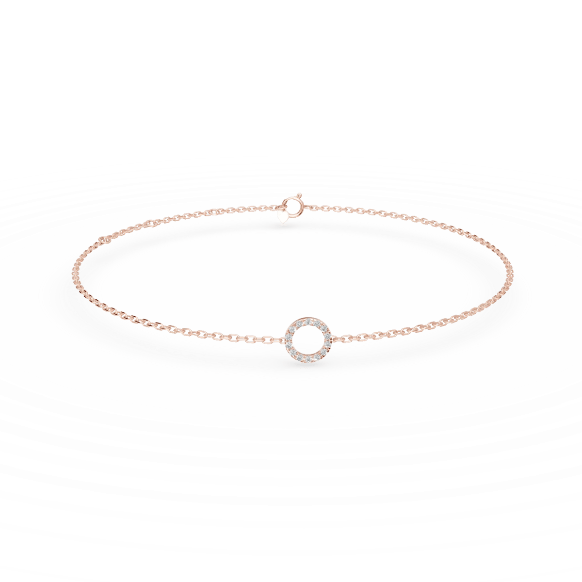 Brățară din aur roz cu pandantiv cerc și diamante de 0.1ct Brățară din aur roz cu pandantiv cerc și diamante de 0.1ct