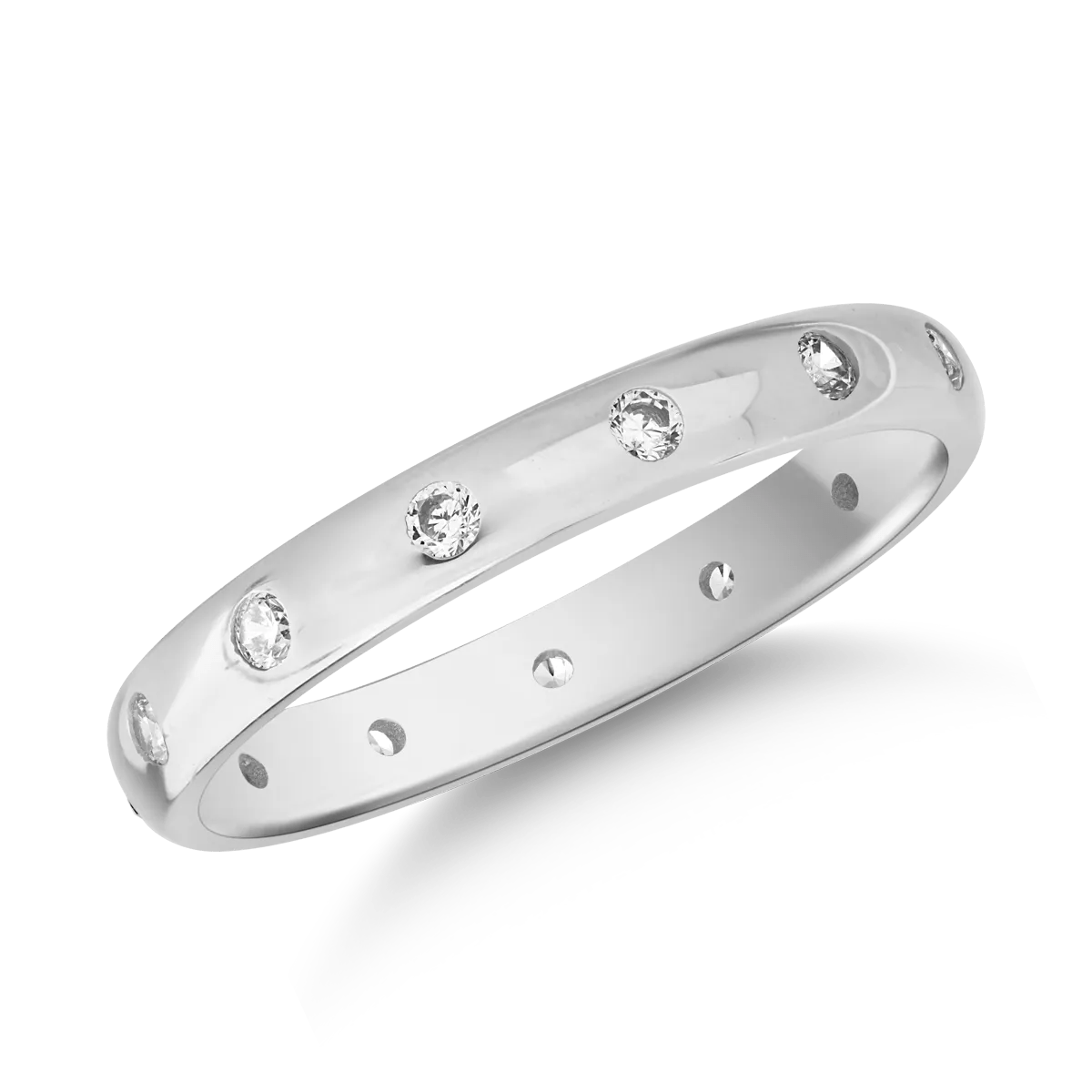 Inel minimalist din aur alb cu zirconii Inel minimalist din aur alb cu zirconii