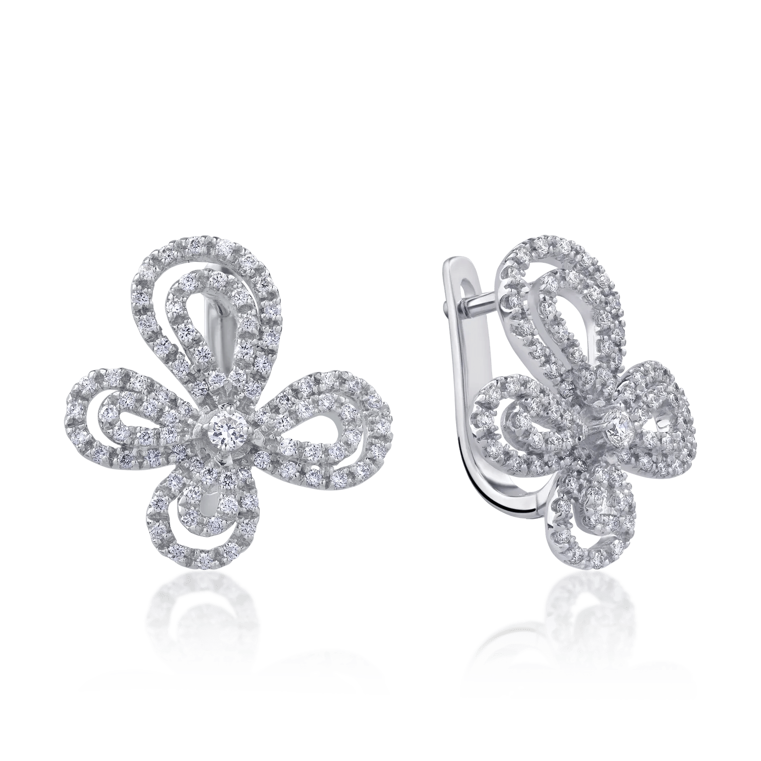 Cercei din aur alb cu diamante de 1.077ct Cercei din aur alb cu diamante de 1.077ct
