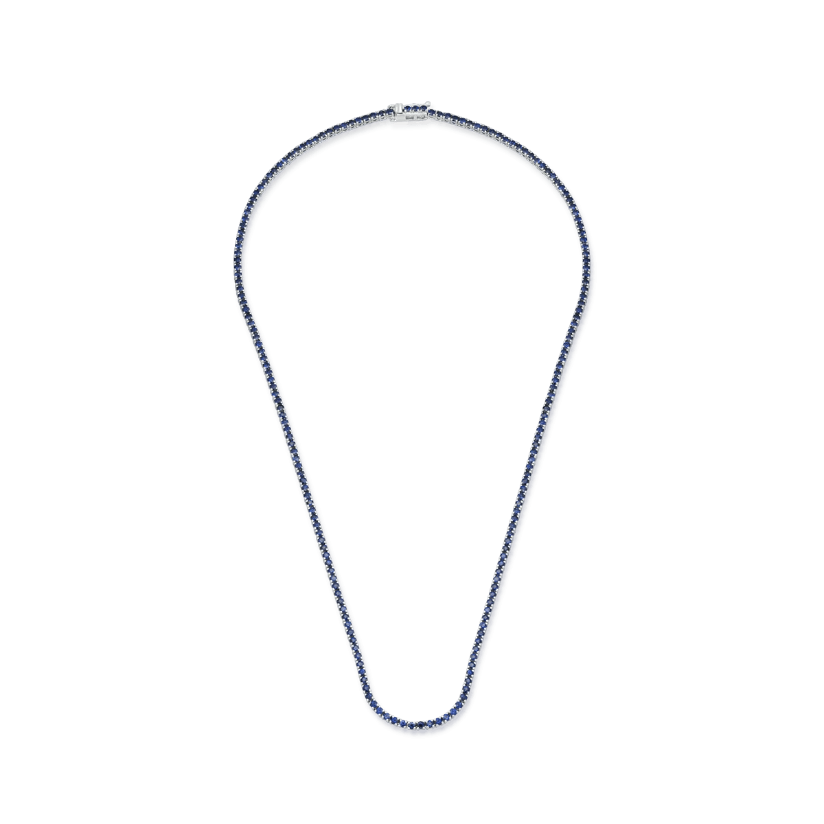 Colier tennis din aur alb cu safire de 5.8ct Colier tennis din aur alb cu safire de 5.8ct