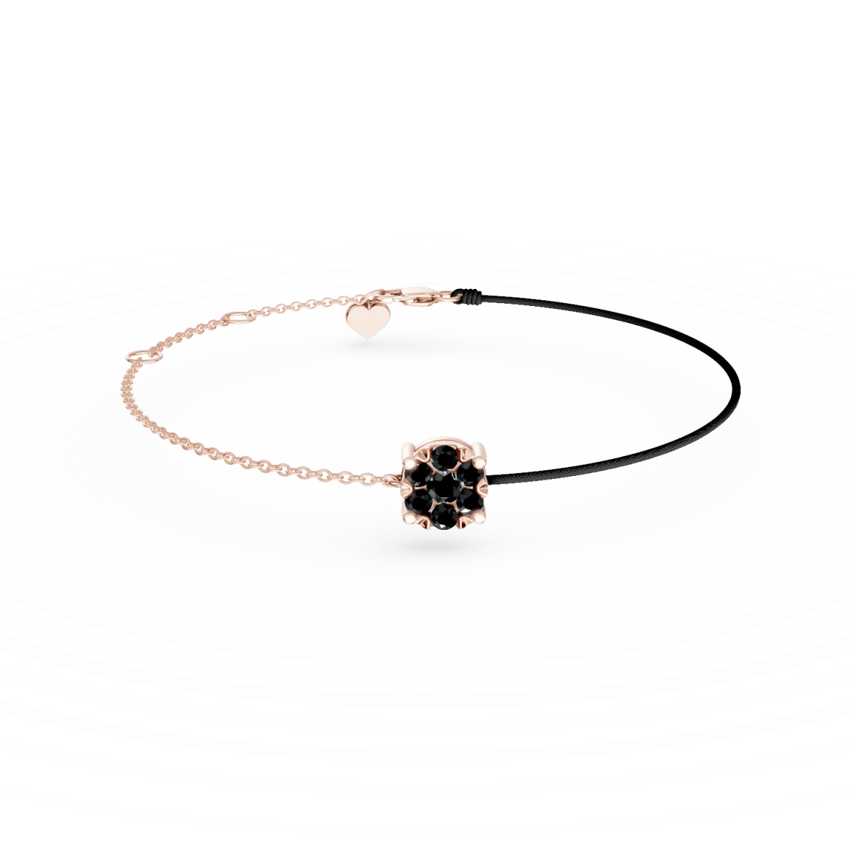 Brățară din aur roz cu diamante negre de 0.1ct Brățară din aur roz cu diamante negre de 0.1ct