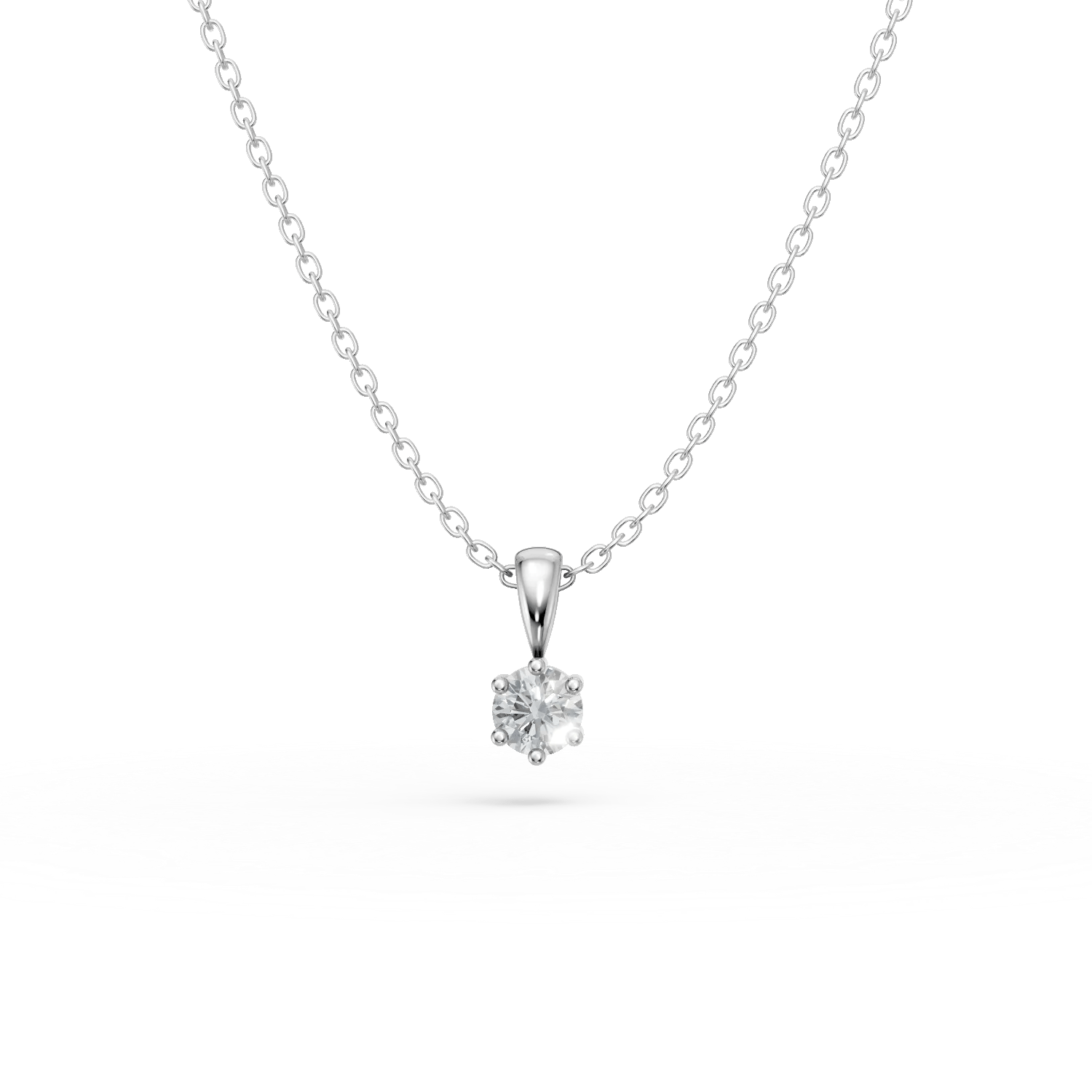 Lanț cu pandantiv din aur alb cu diamant de 0.2ct Lanț cu pandantiv din aur alb cu diamant de 0.2ct