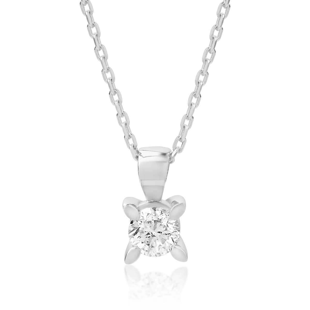 Lanț cu pandantiv din aur alb și diamant de 0.25ct Lanț cu pandantiv din aur alb și diamant de 0.25ct