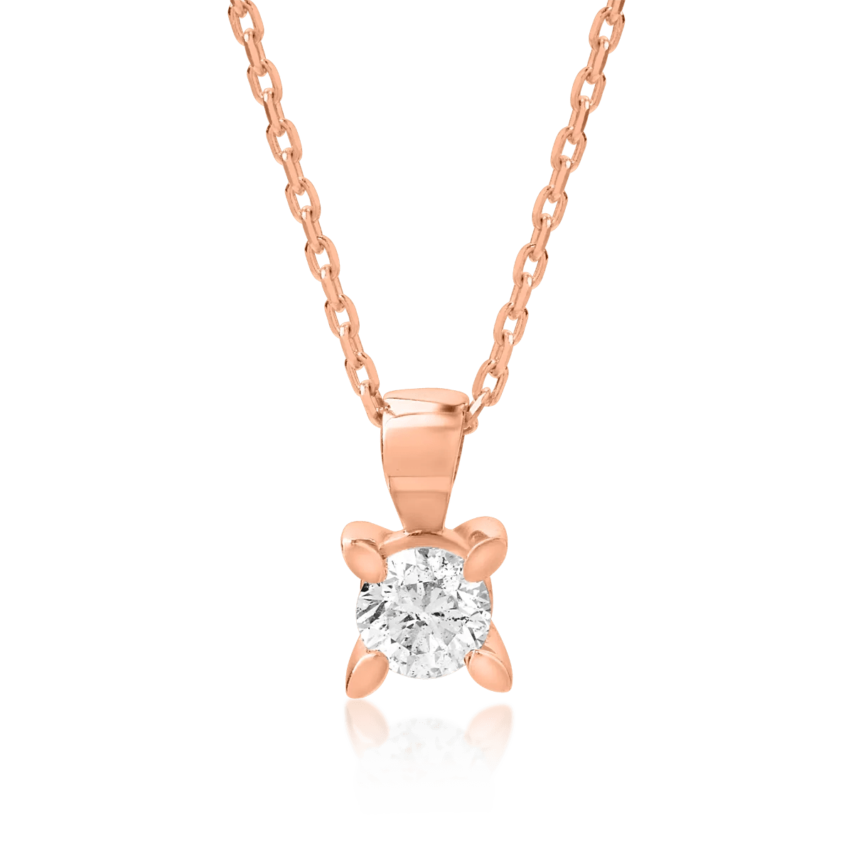 Lanț cu pandantiv din aur roz și diamant de 0.25ct Lanț cu pandantiv din aur roz și diamant de 0.25ct