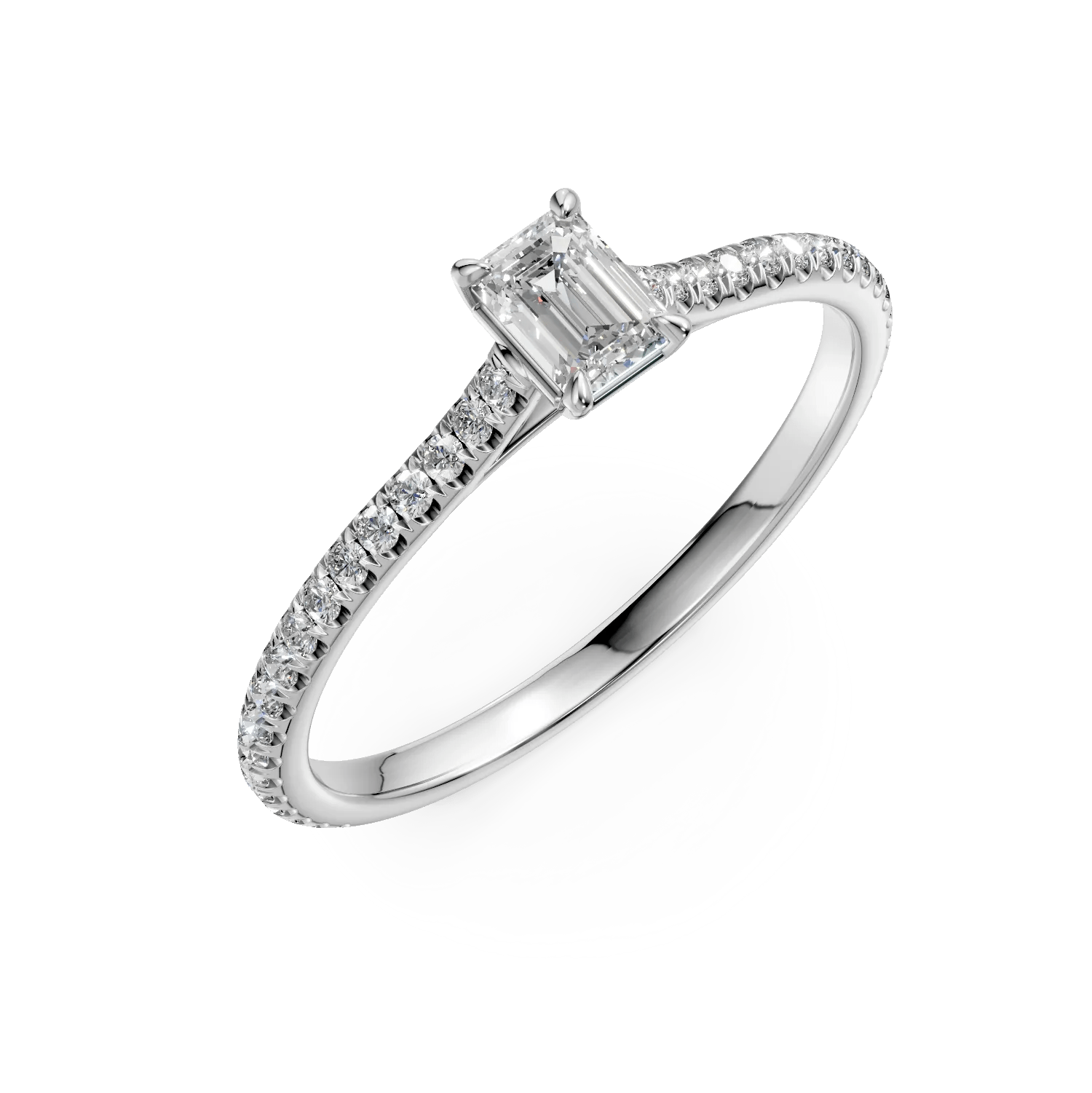 Inel de logodnă din platină cu diamant emerald de 0.25ct și diamante de 0.18ct Inel de logodnă din platină cu diamant emerald de 0.25ct și diamante de 0.18ct