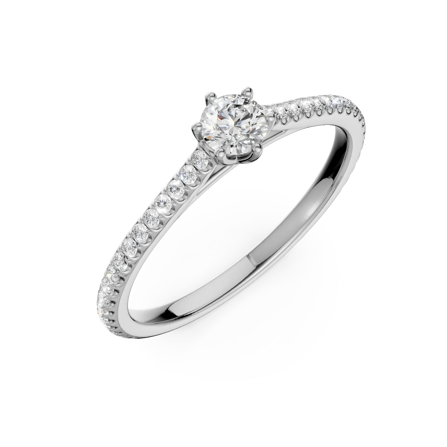 Inel de logodnă din platină cu diamant de 0.3ct și accente de 0.1ct Inel de logodnă din platină cu diamant de 0.3ct și accente de 0.1ct