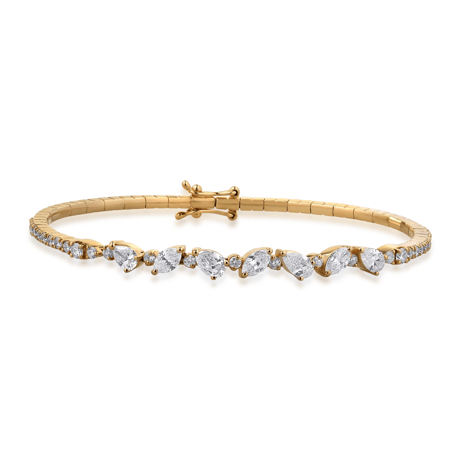 Brățară din aur galben cu diamante marquise, pear și rotunde de 2.21ct Brățară din aur galben cu diamante marquise, pear și rotunde de 2.21ct