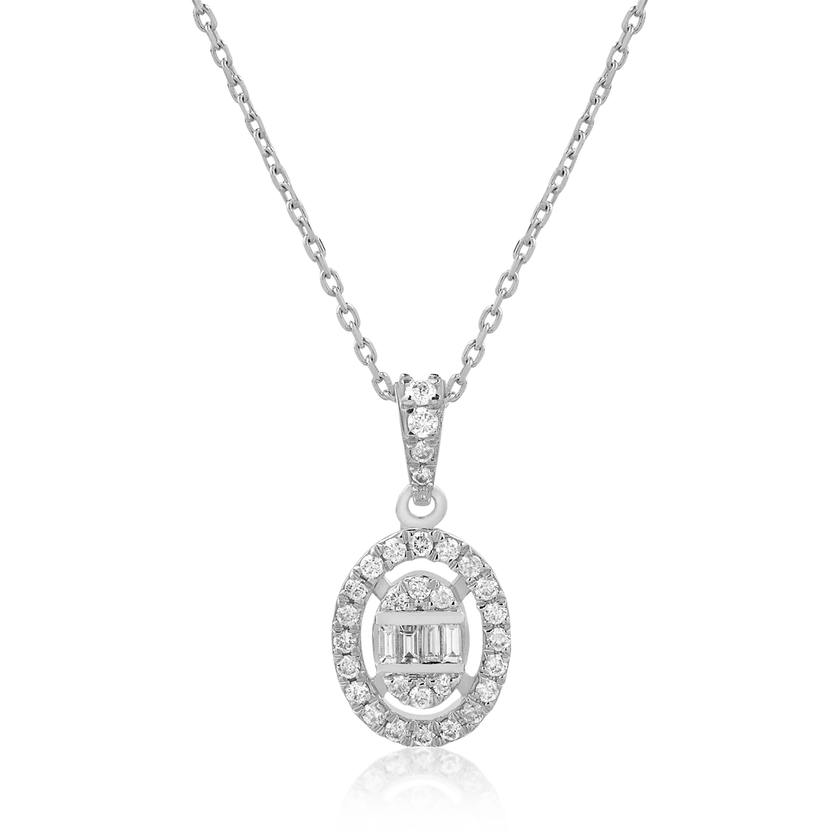 Lanț cu pandantiv din aur alb și diamante de 0.19ct Lanț cu pandantiv din aur alb și diamante de 0.19ct
